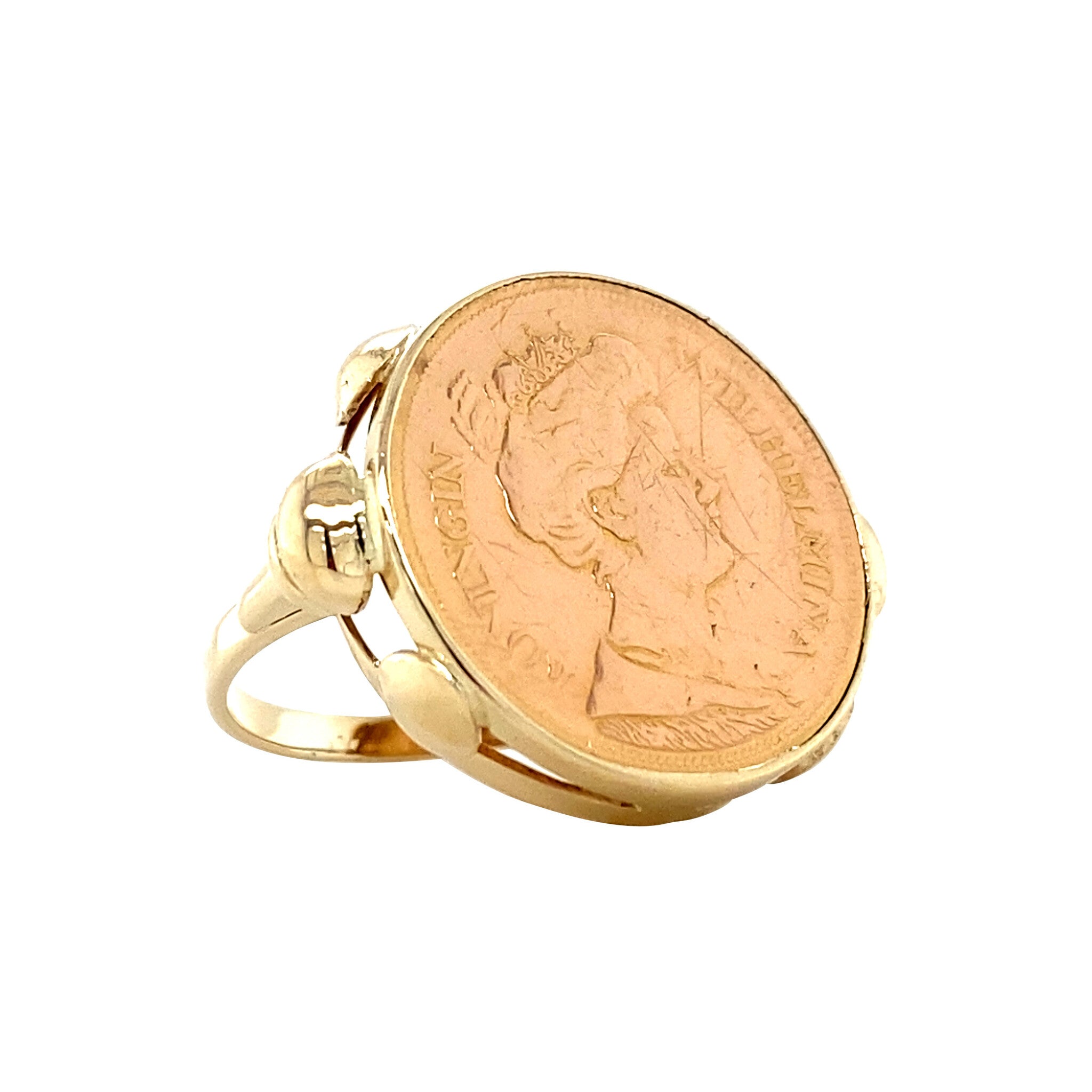 Gouden vintage munt ring 14 krt