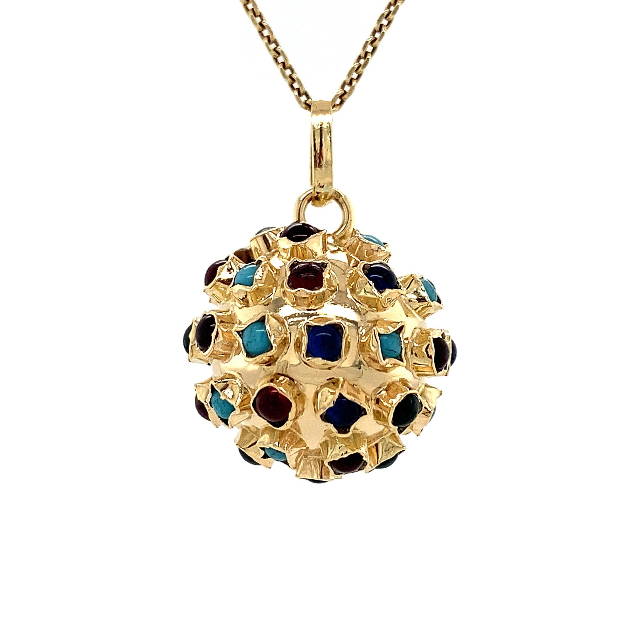 Gold cocktail pendant with glass stone 14 krt