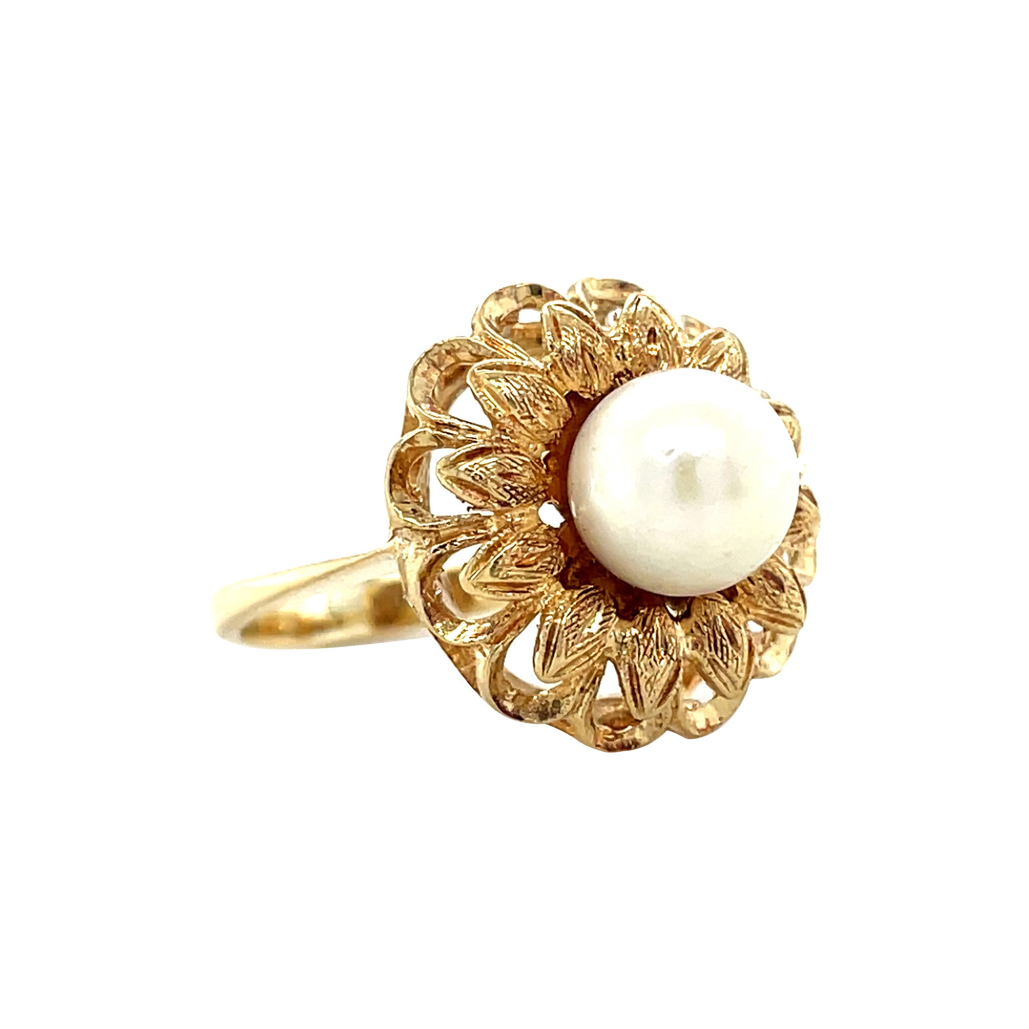 18 kt gold ring with pearl