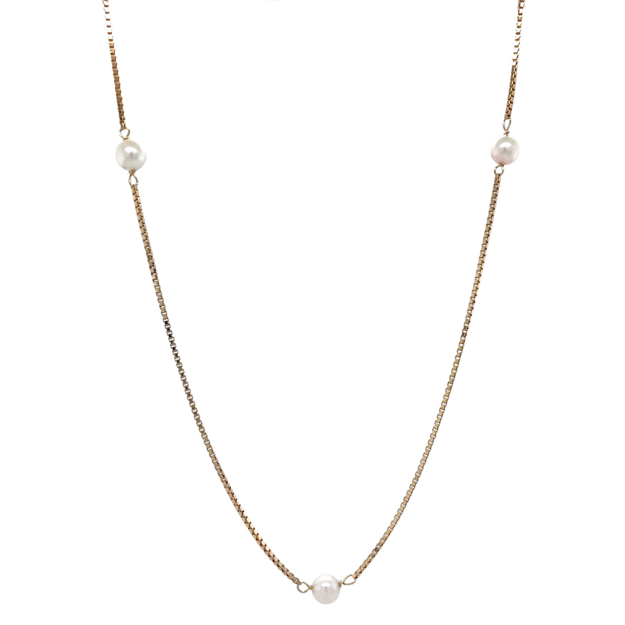 Gold Venetian necklace with pearl 14 kt