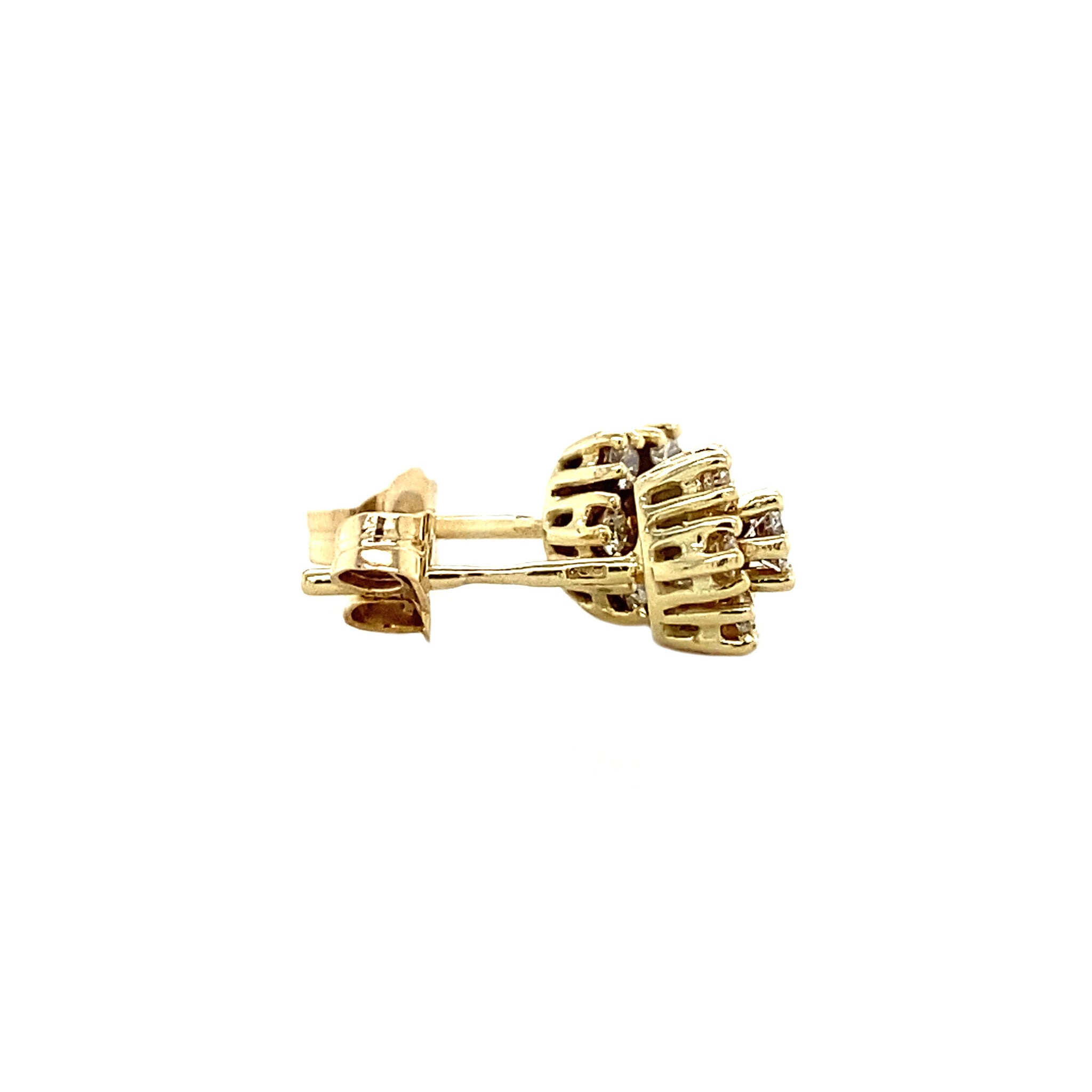 14 kt gold halo stud earrings with diamond