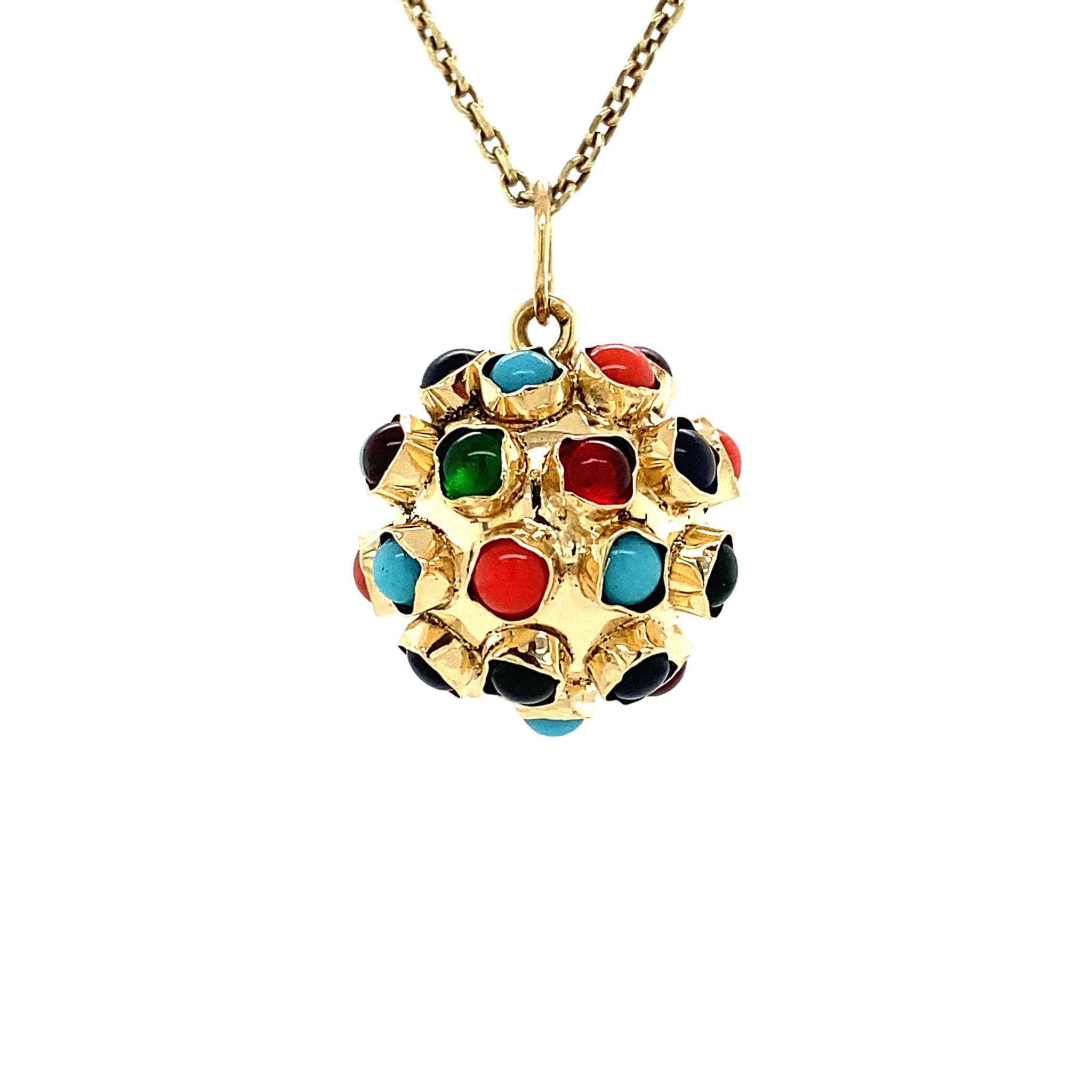 Gold cocktail pendant with glass stones 14 krt