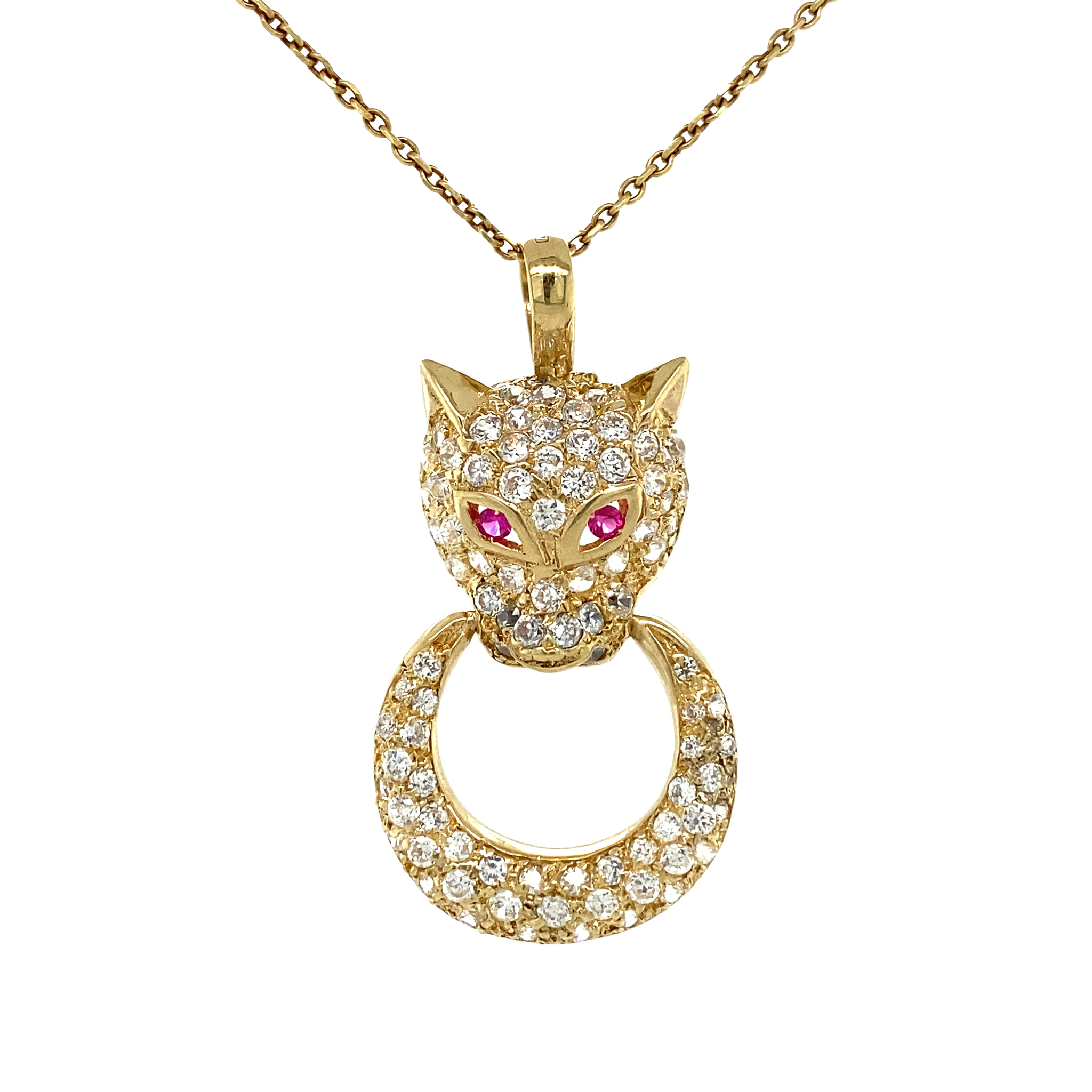 Panther pendant with zirconia 12 kt