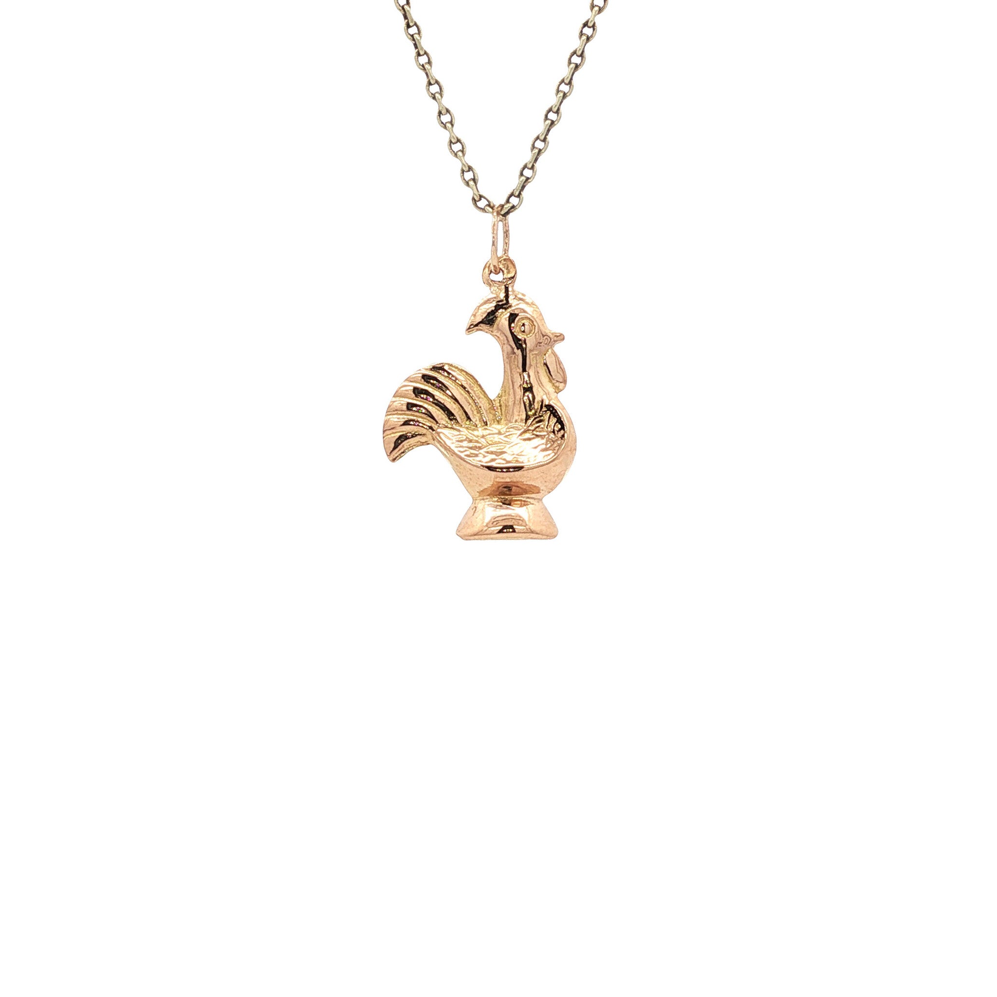 Rose-gold vintage rooster pendant 18 kt