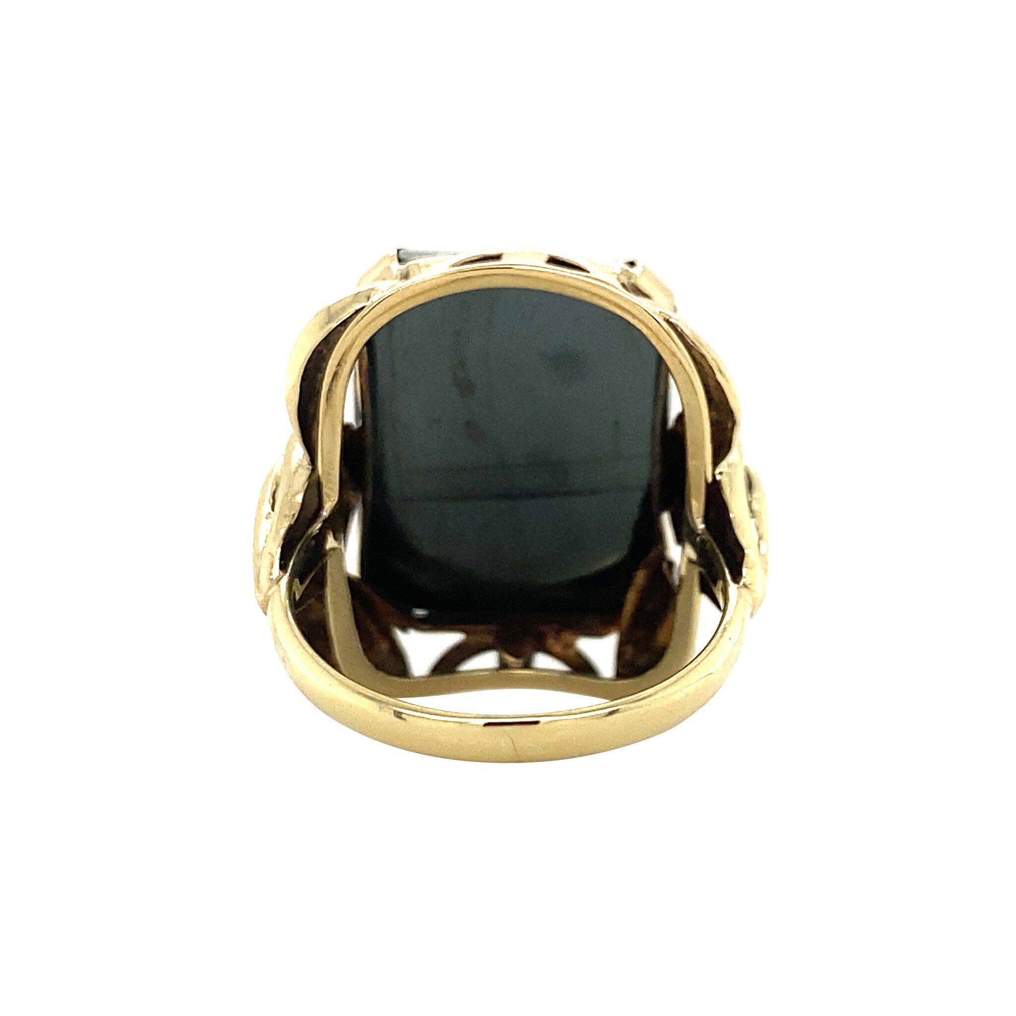 Gouden ring met hematiet 14 krt