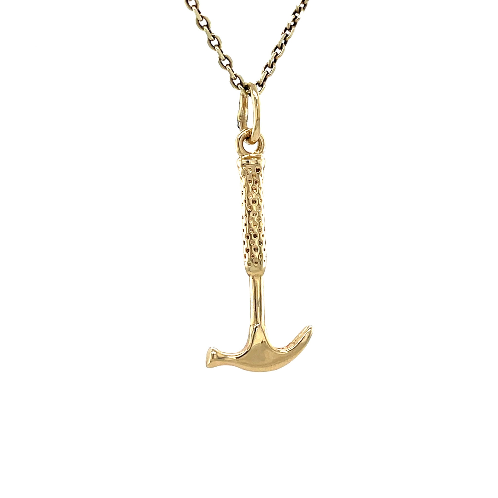 Gouden vintage hamer hanger 14 krt