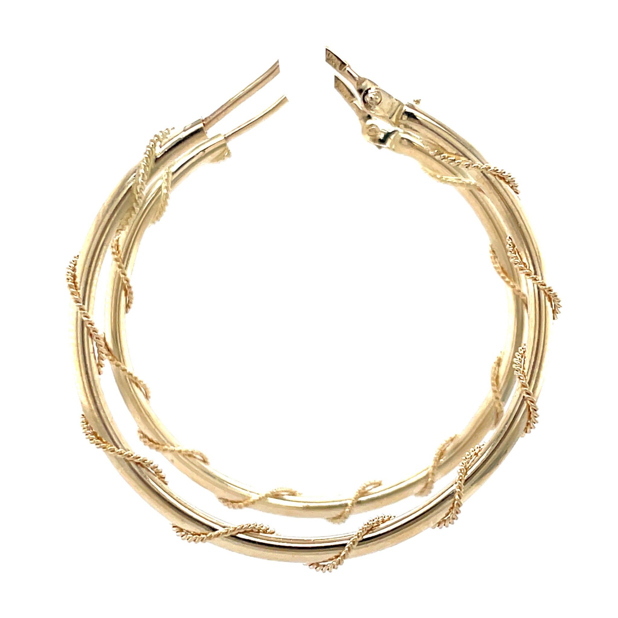 Gouden vintage fantasie oorringen 14 krt