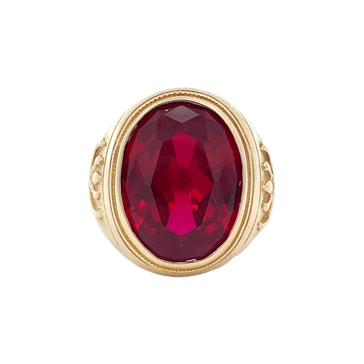 Gouden vintage ring met robijn 14 kt