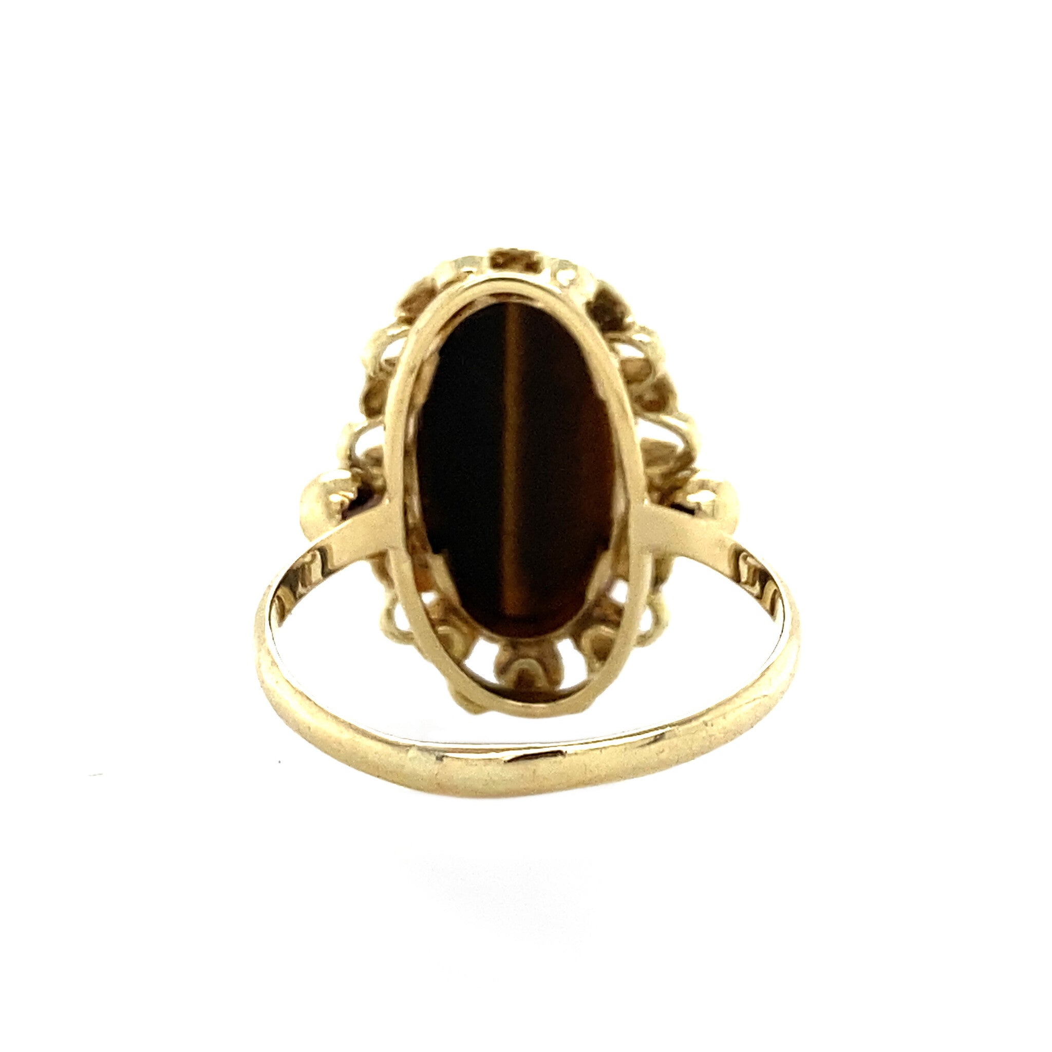 Gold ring with tiger's eye 14 kt