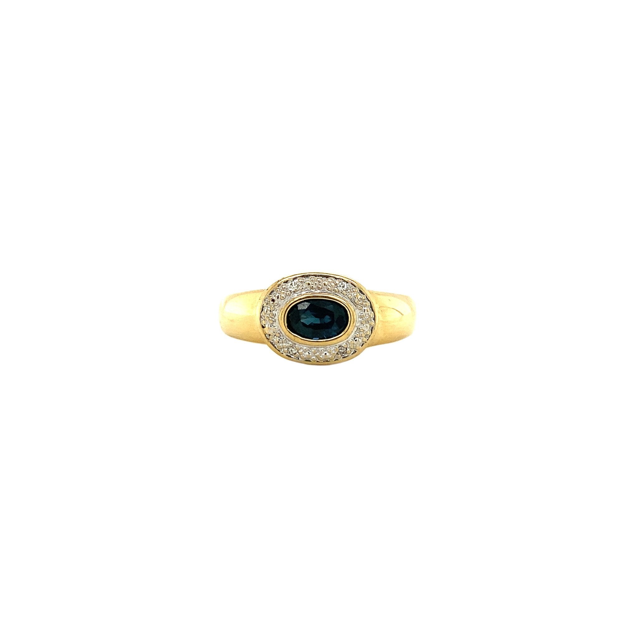 Gouden ring met diamant en saffier 18 krt