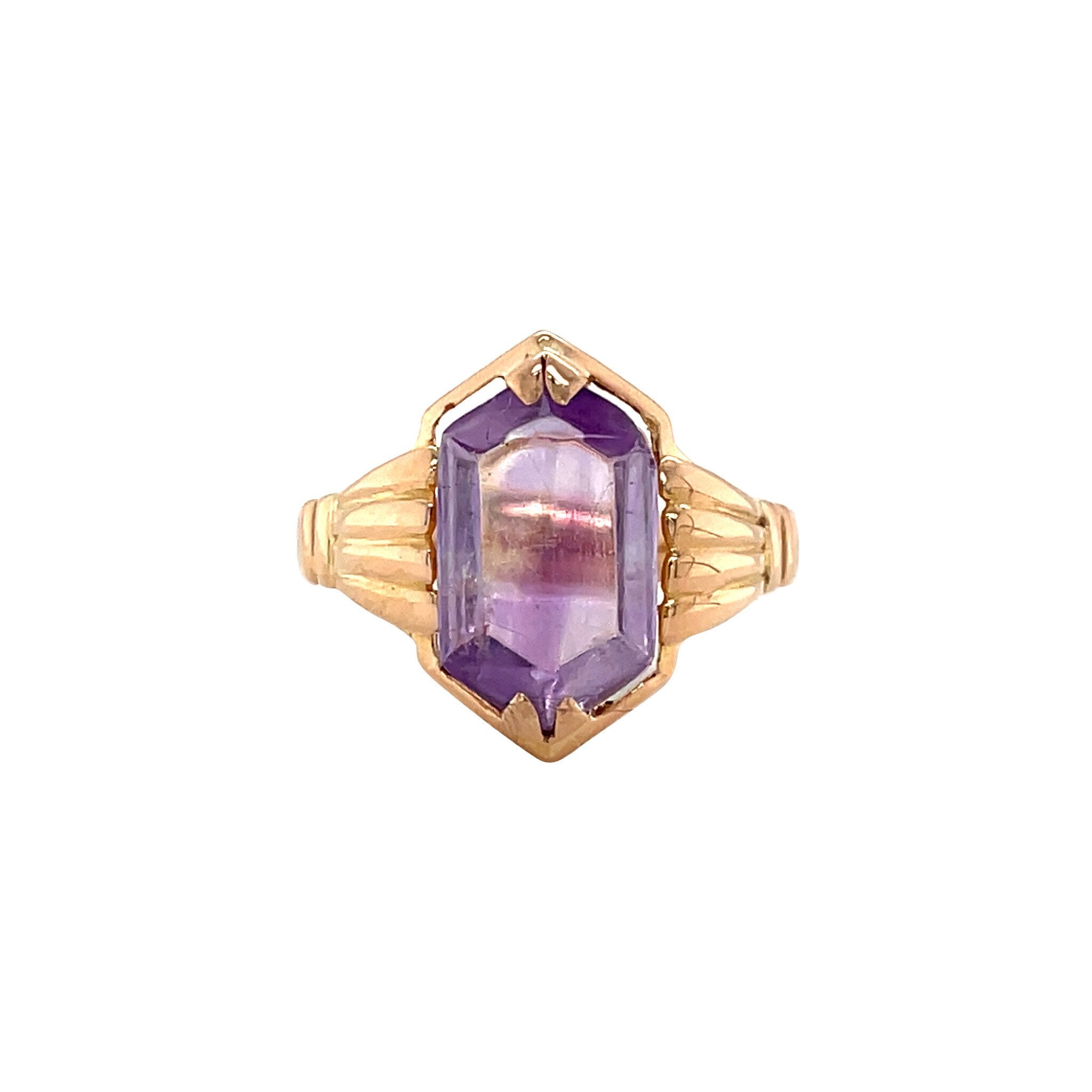Rose-gold vintage ring with amethyst 14 kt