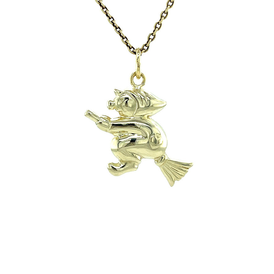 Gouden vintage heks hanger 14 kt