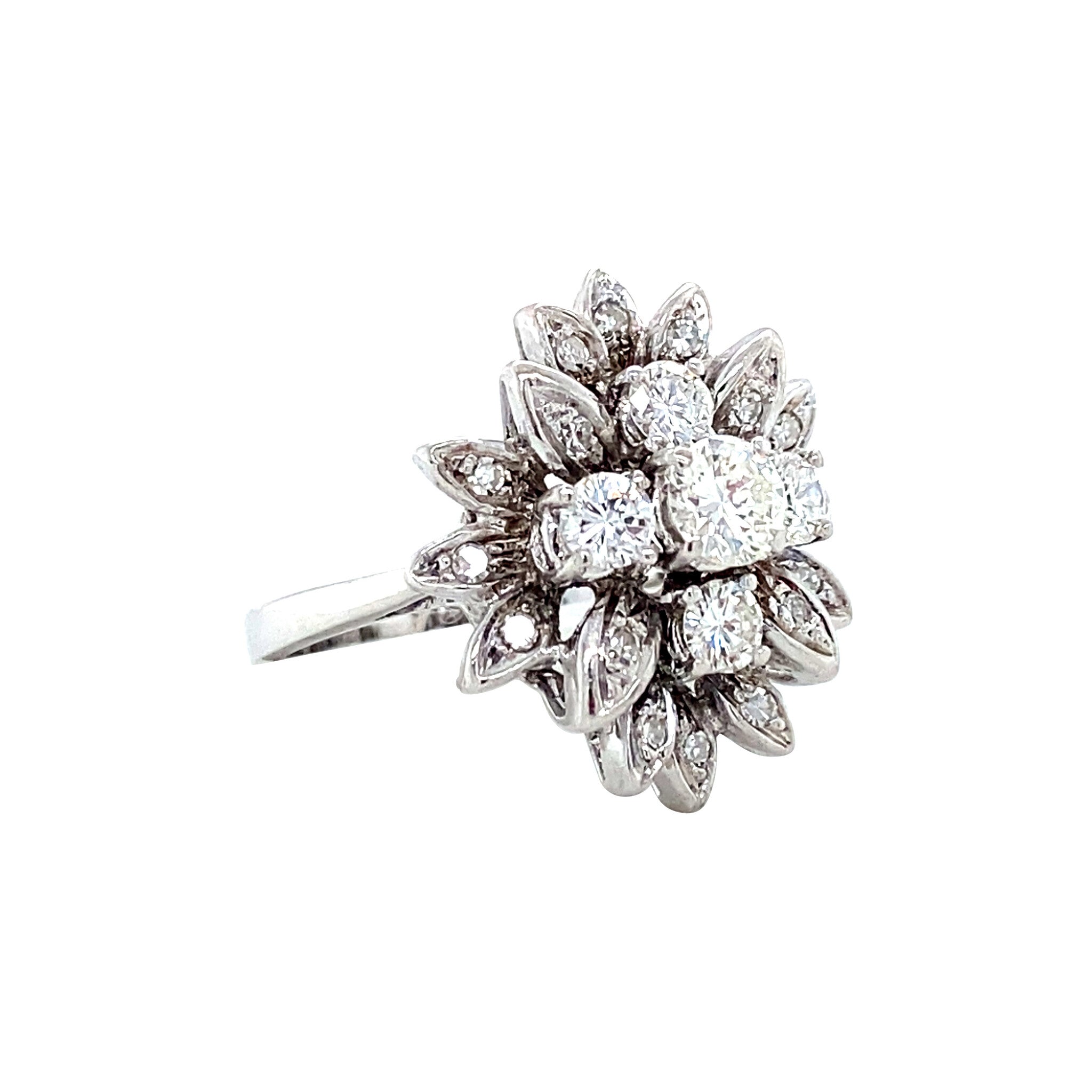 Witgouden vintage prinsessen ring met diamant 18 krt