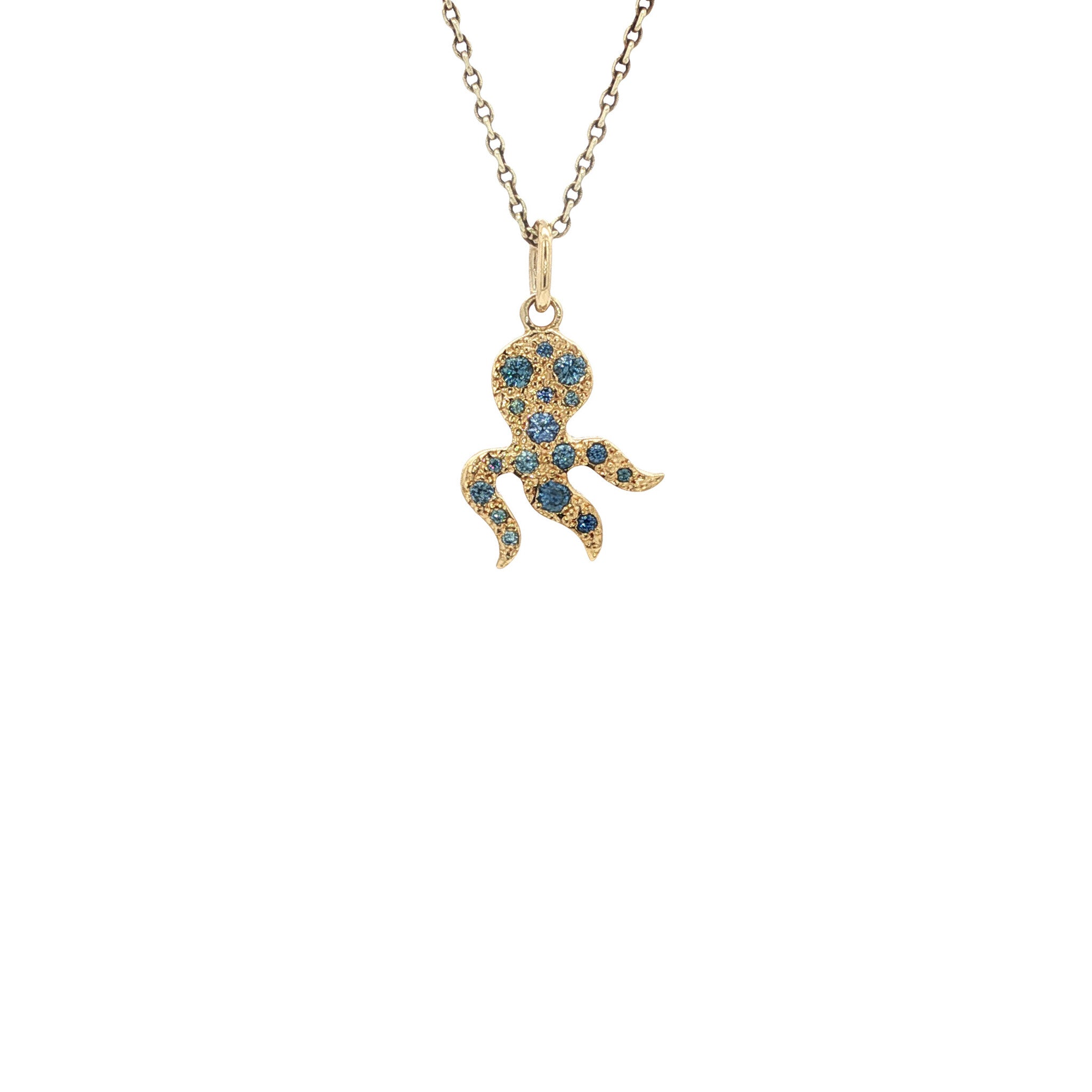 Gouden Ciondolo Polpo hanger met saffier 18 kt