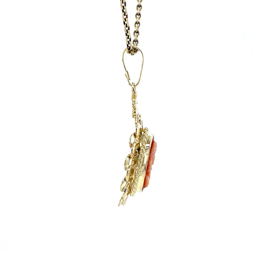 Gouden vintage hanger met camee 14 krt