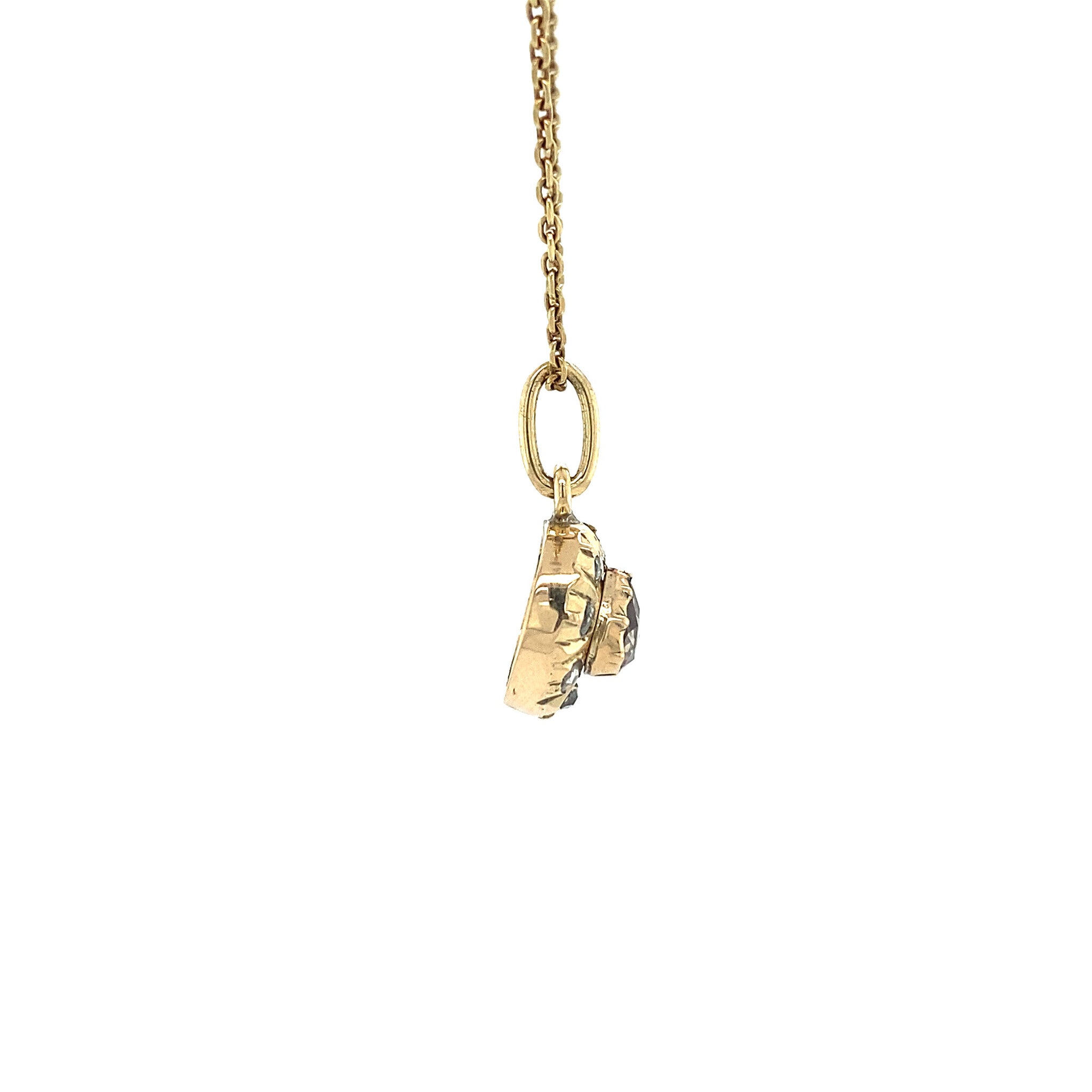 Gouden entourage hanger met roosdiamant 14 krt