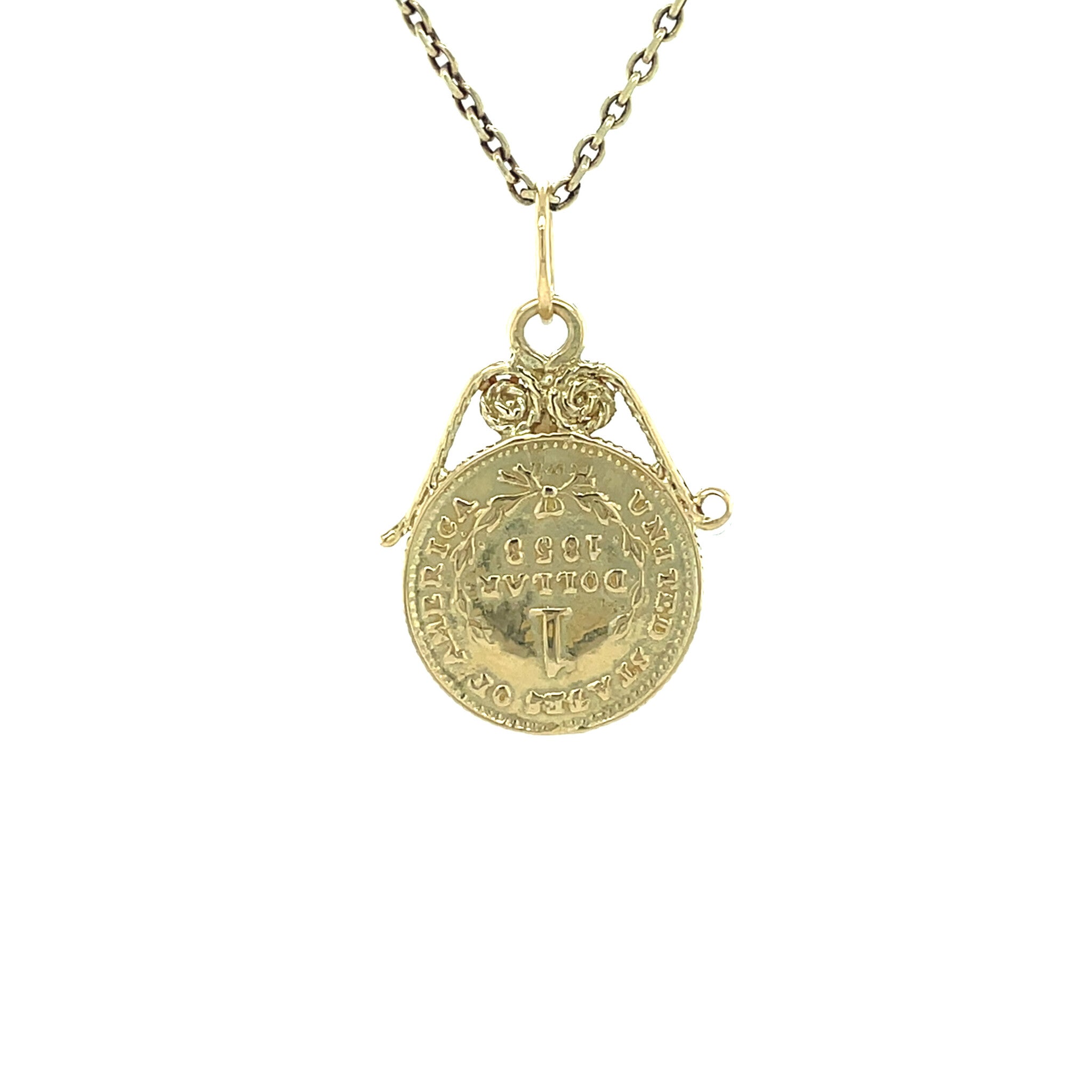 Vintage gold coin pendant, 14 kt