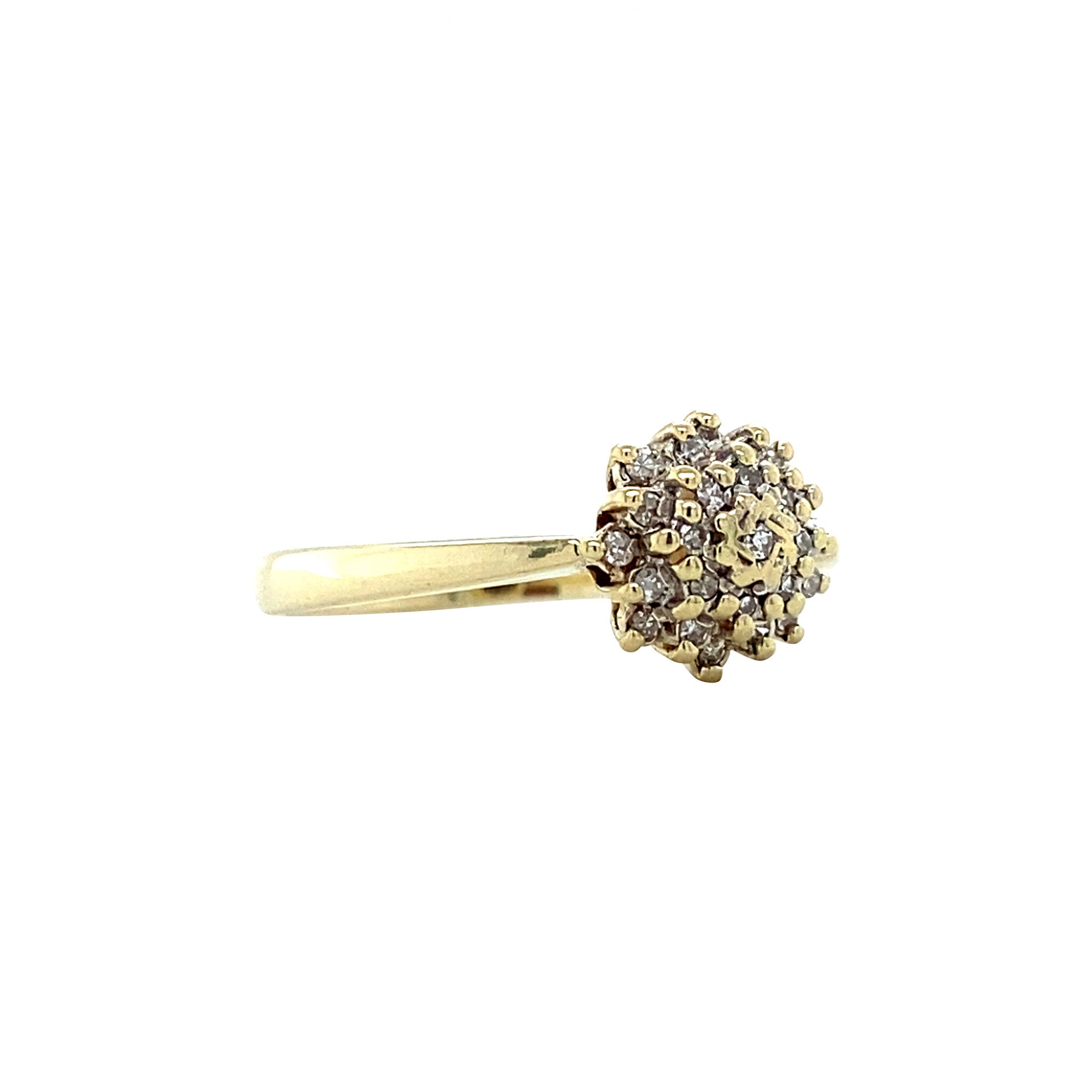 Gold vintage halo ring with diamonds 14 krt