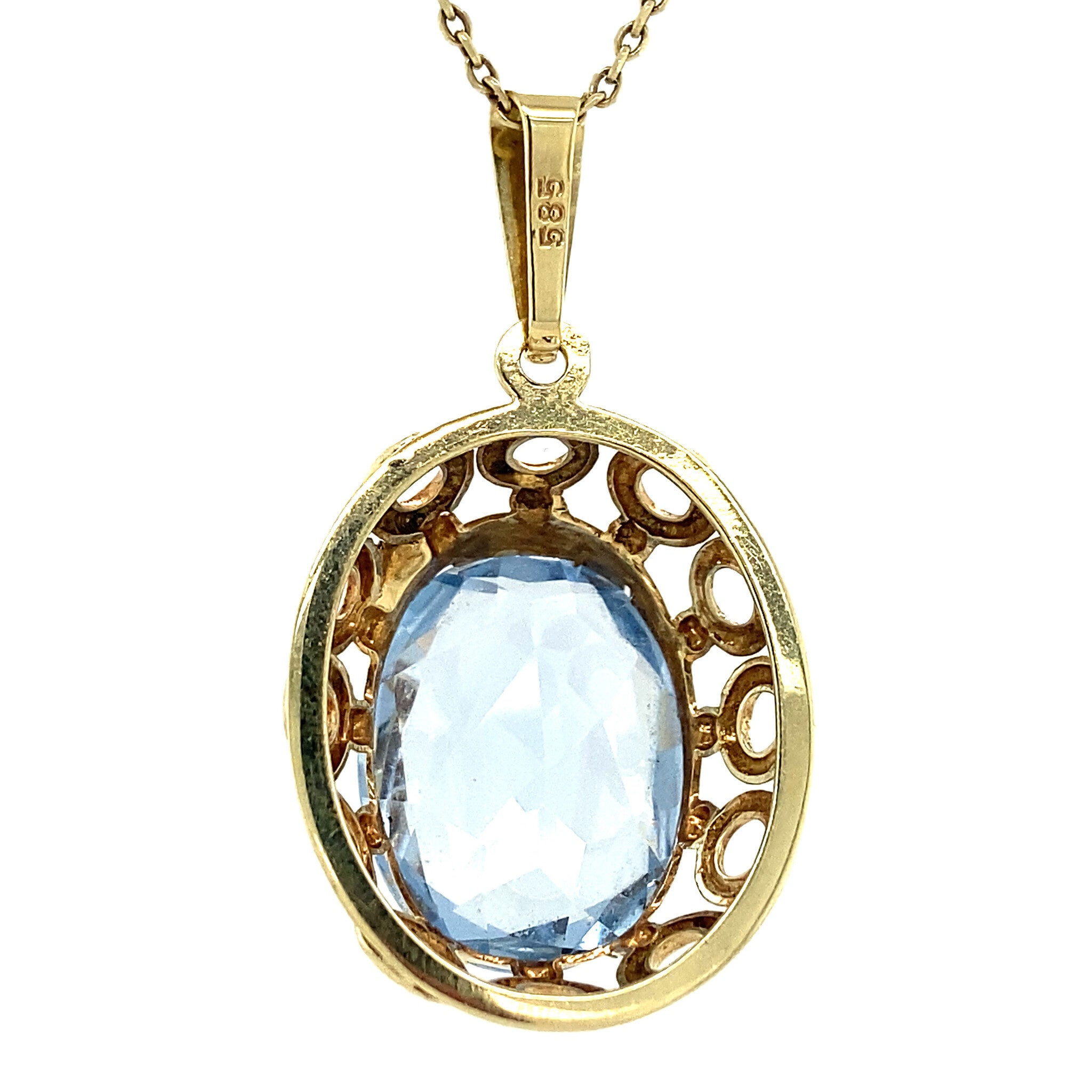 Gold pendant with blue spinel 14 kt
