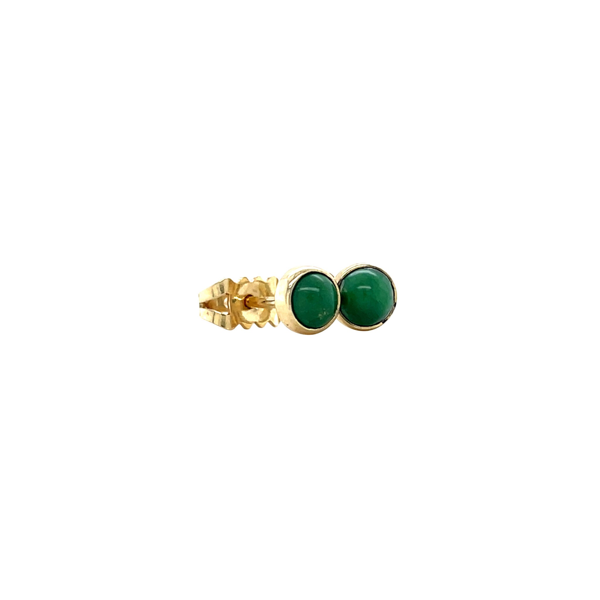 Gouden solitair oorstekers met groene turkoois 14 krt