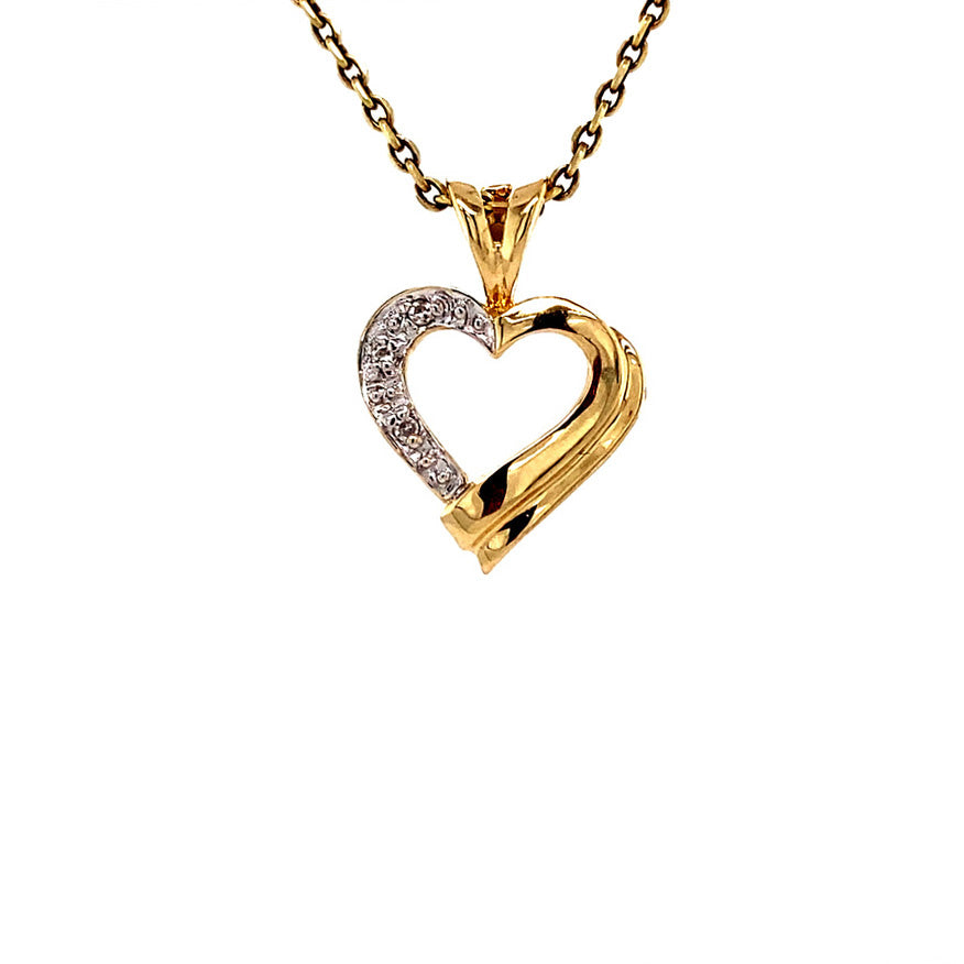 Gouden hart hanger met diamant 14 krt