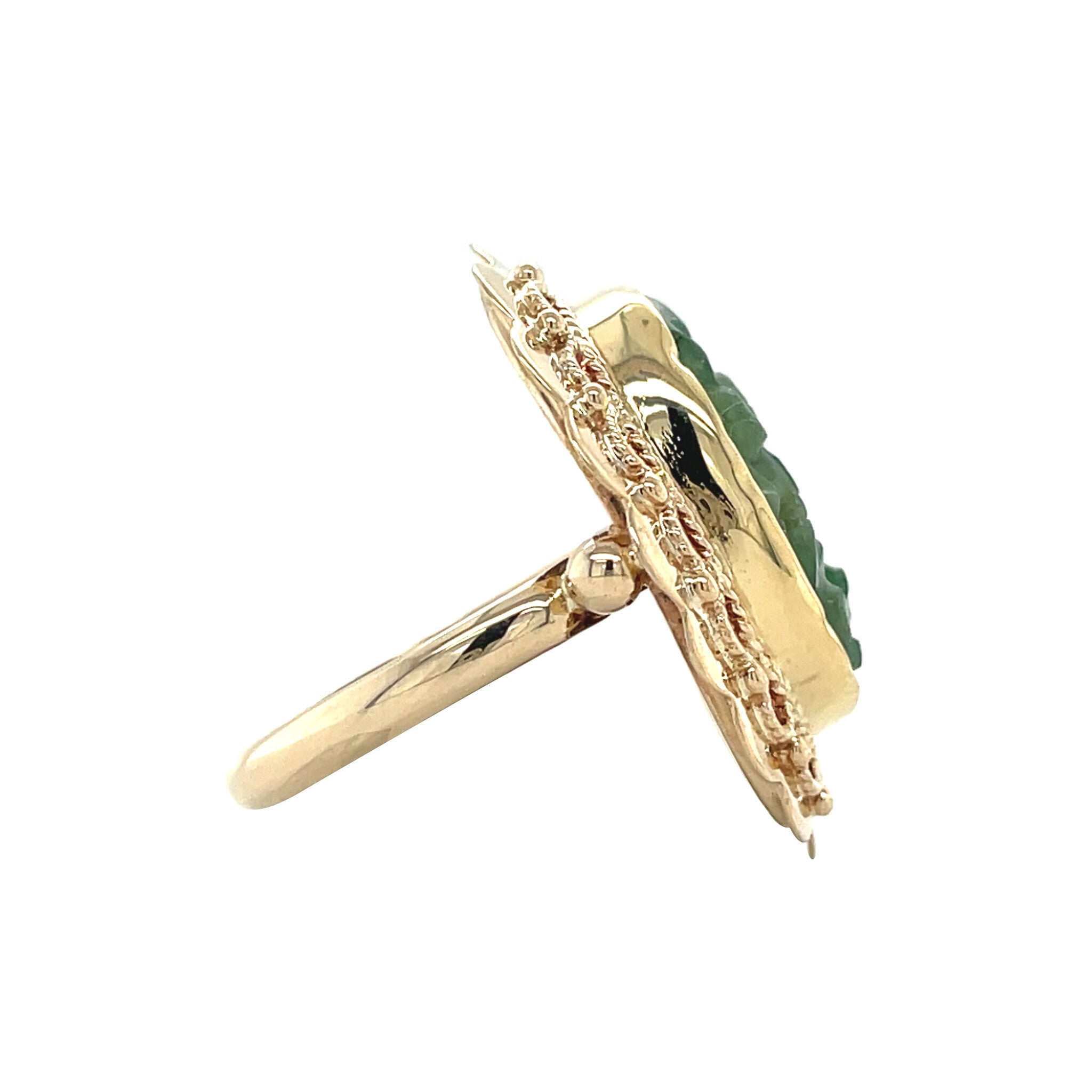 Gouden vintage ring met jade 14 kt