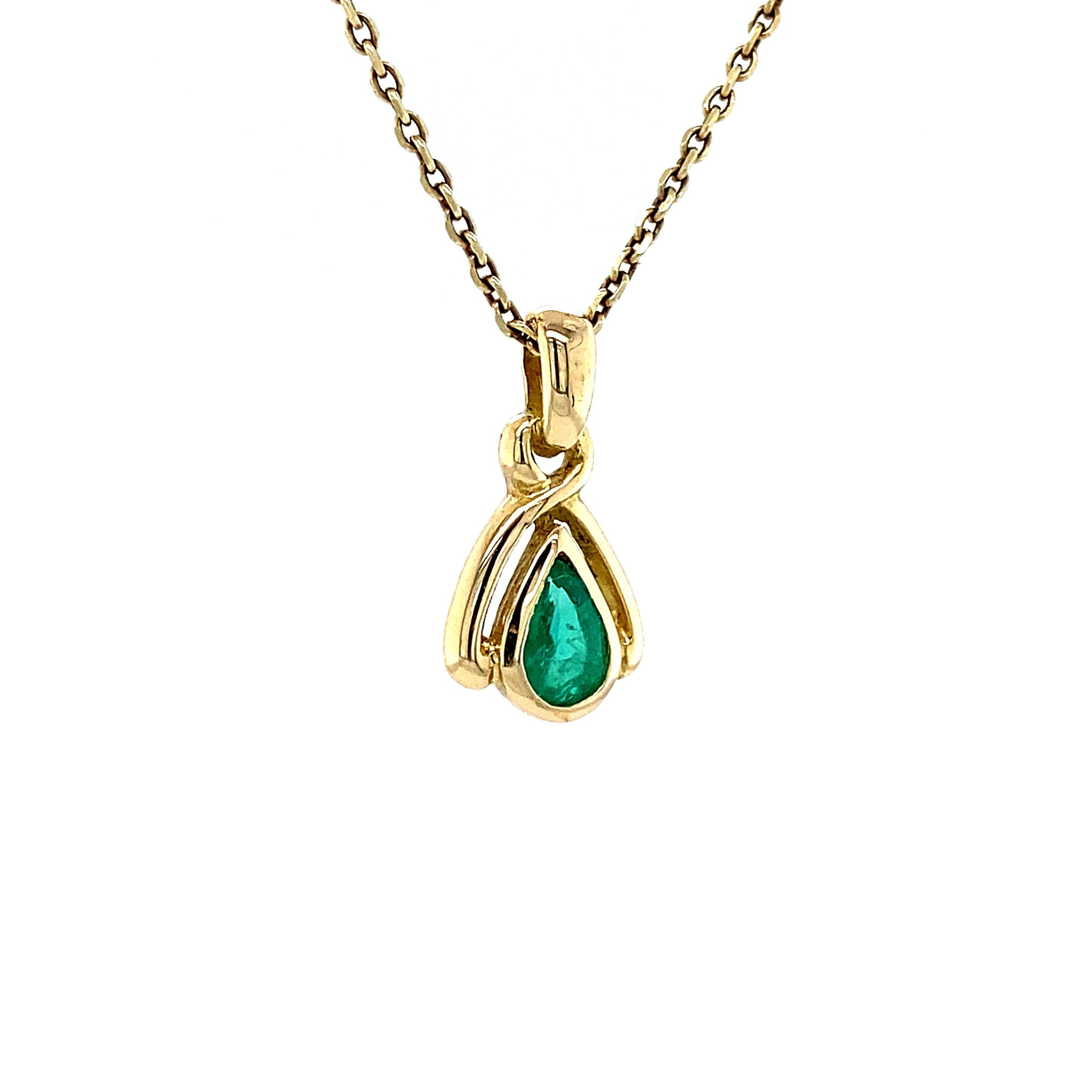 Gouden hanger met smaragd 14 krt