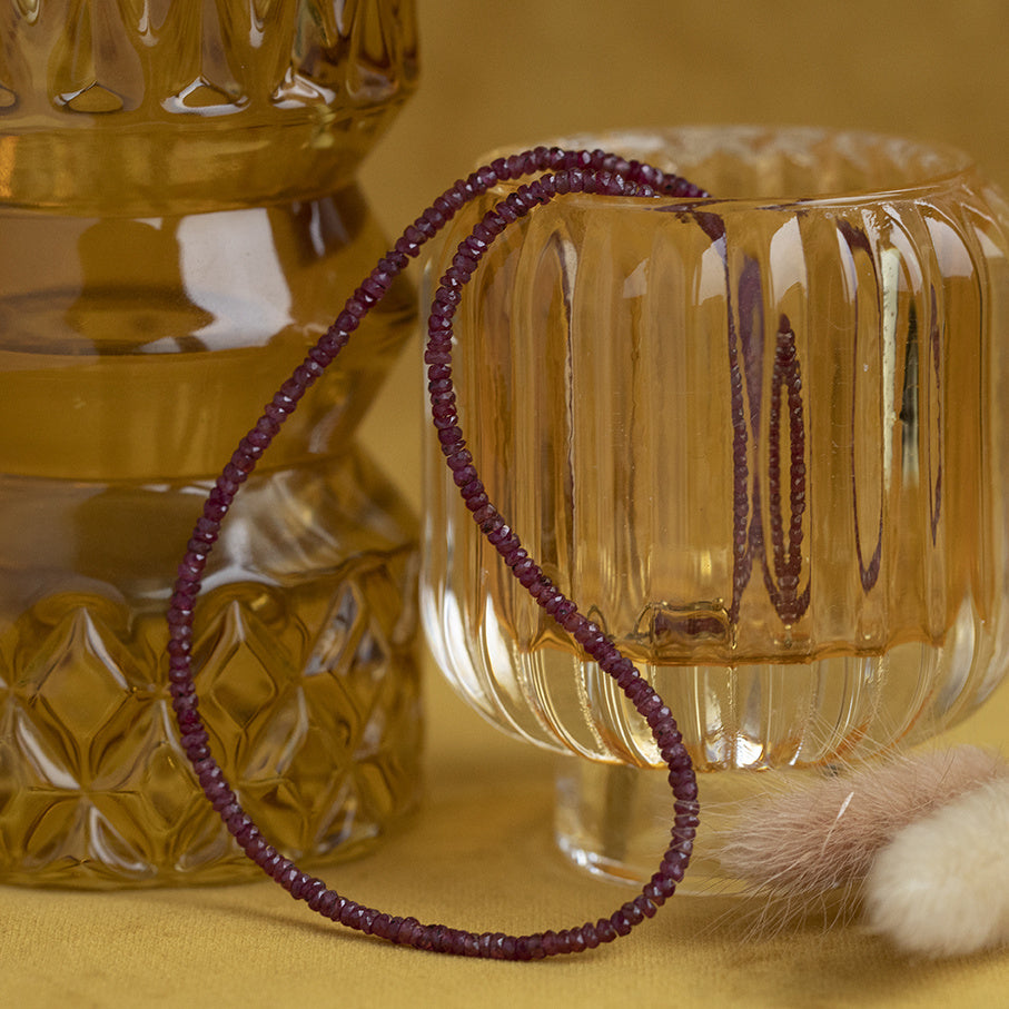 Ruby necklace with gold clasp 41 cm 14 krt