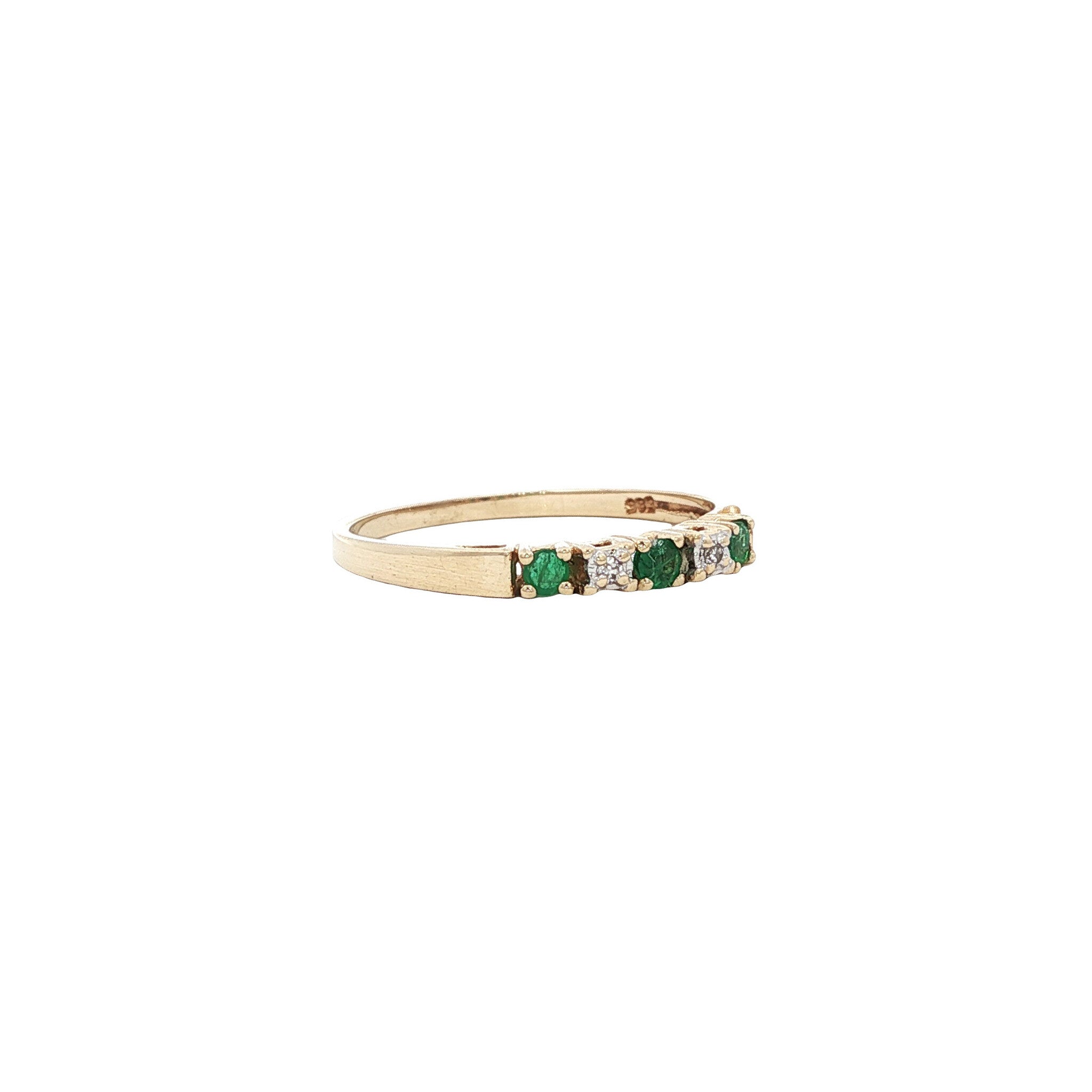 Gouden ring met smaragd en diamant 14 kt