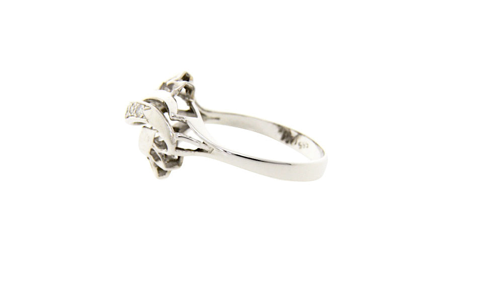 Witgouden fantasie ring met diamant 14 krt