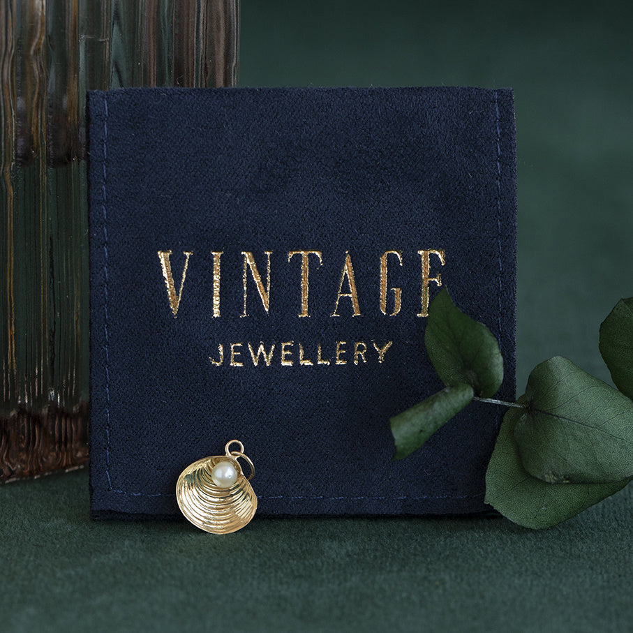 Gouden vintage entourage hanger met kleursteen en zirkonia 14 kt