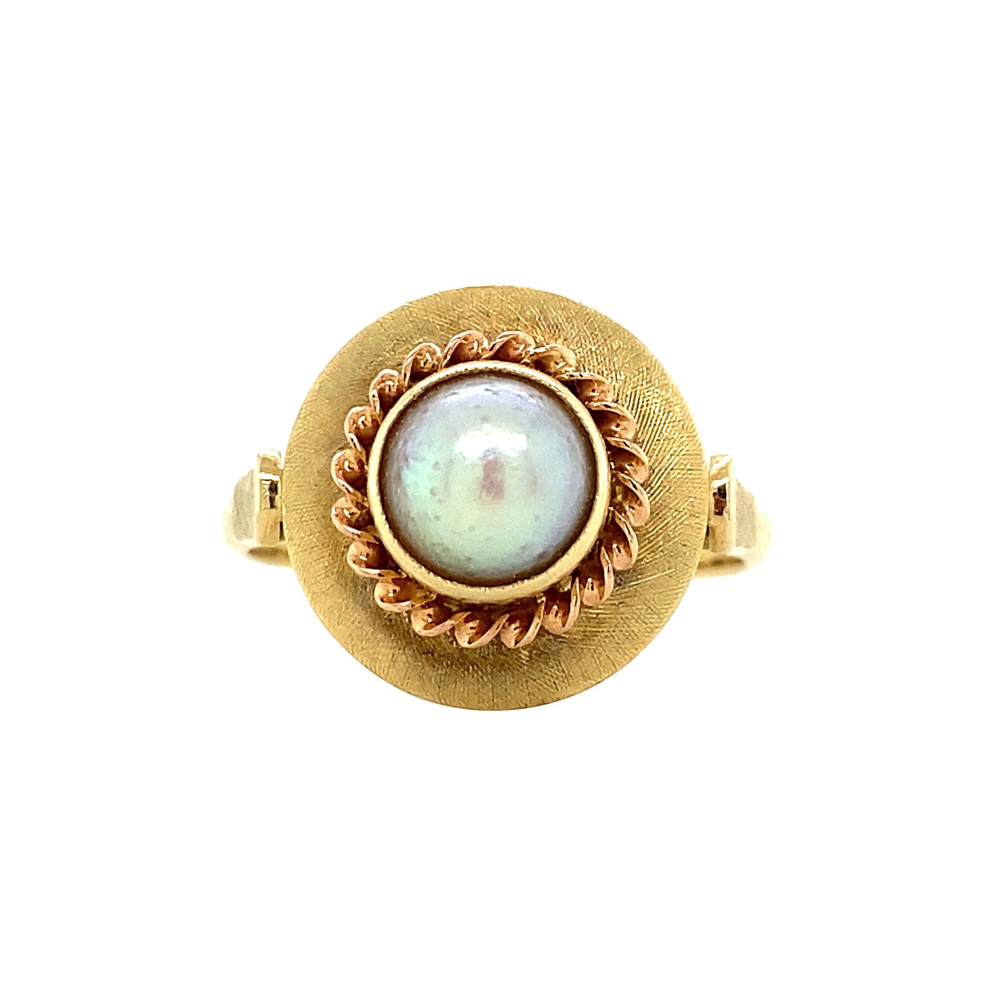 Gouden ring met parel 14 krt
