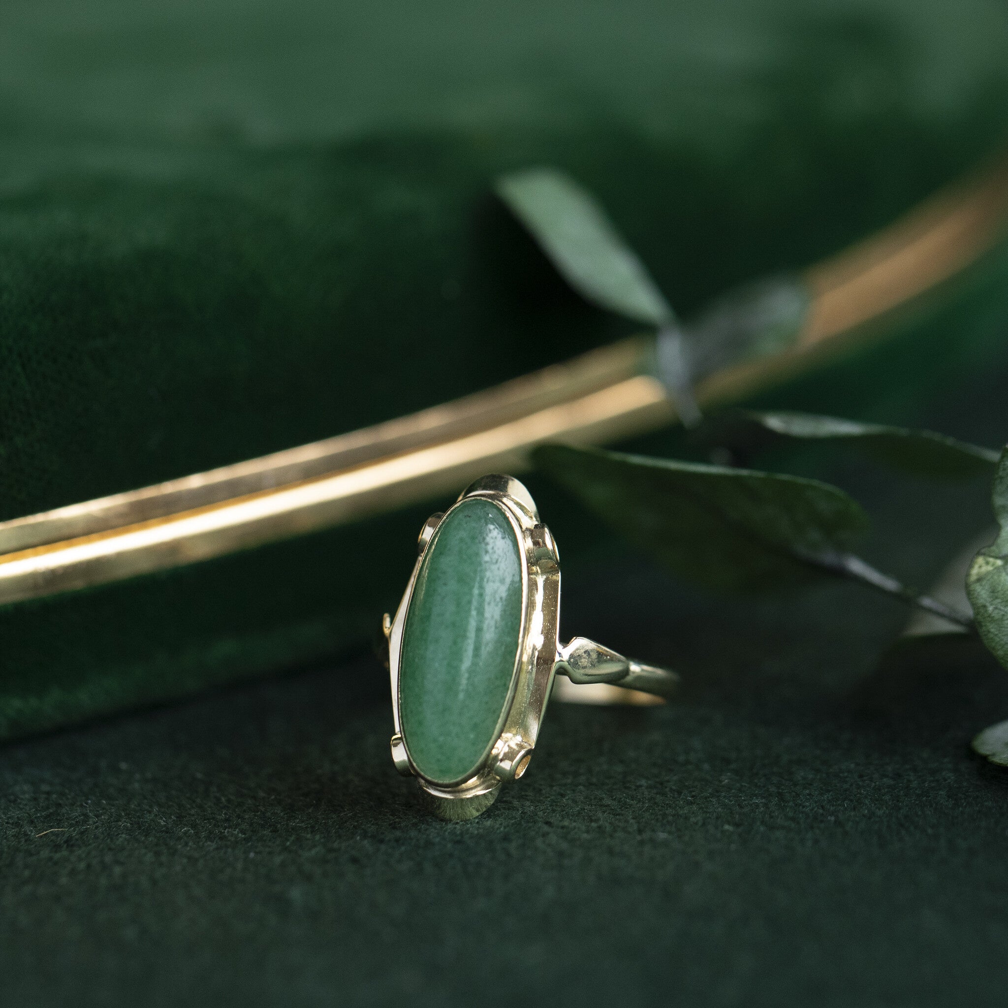 Gouden ring met aventurijn 14 krt