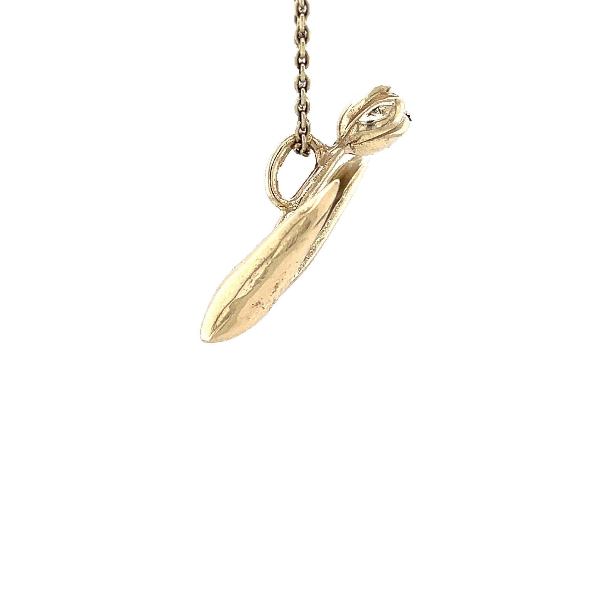 Golden vintage tulip pendant 14 kt
