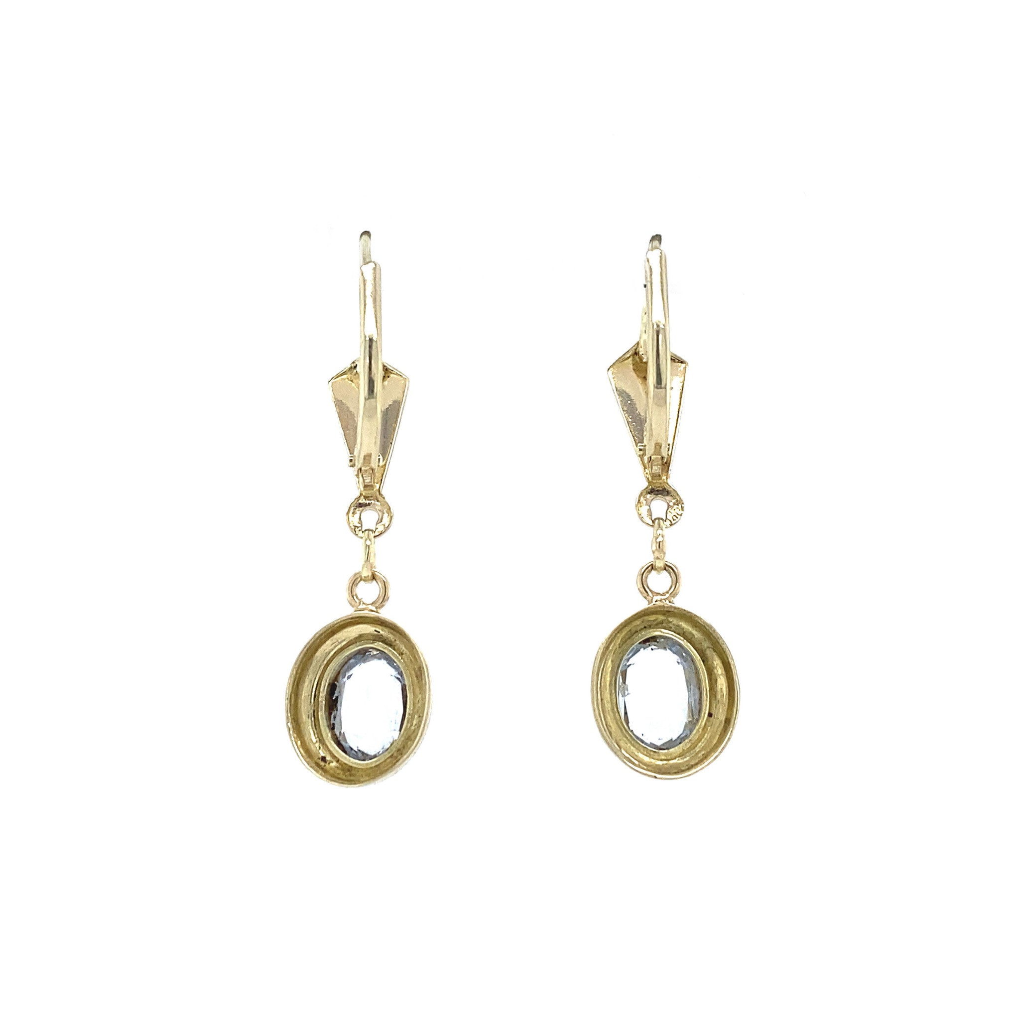14 kt gold earrings with blue spinel