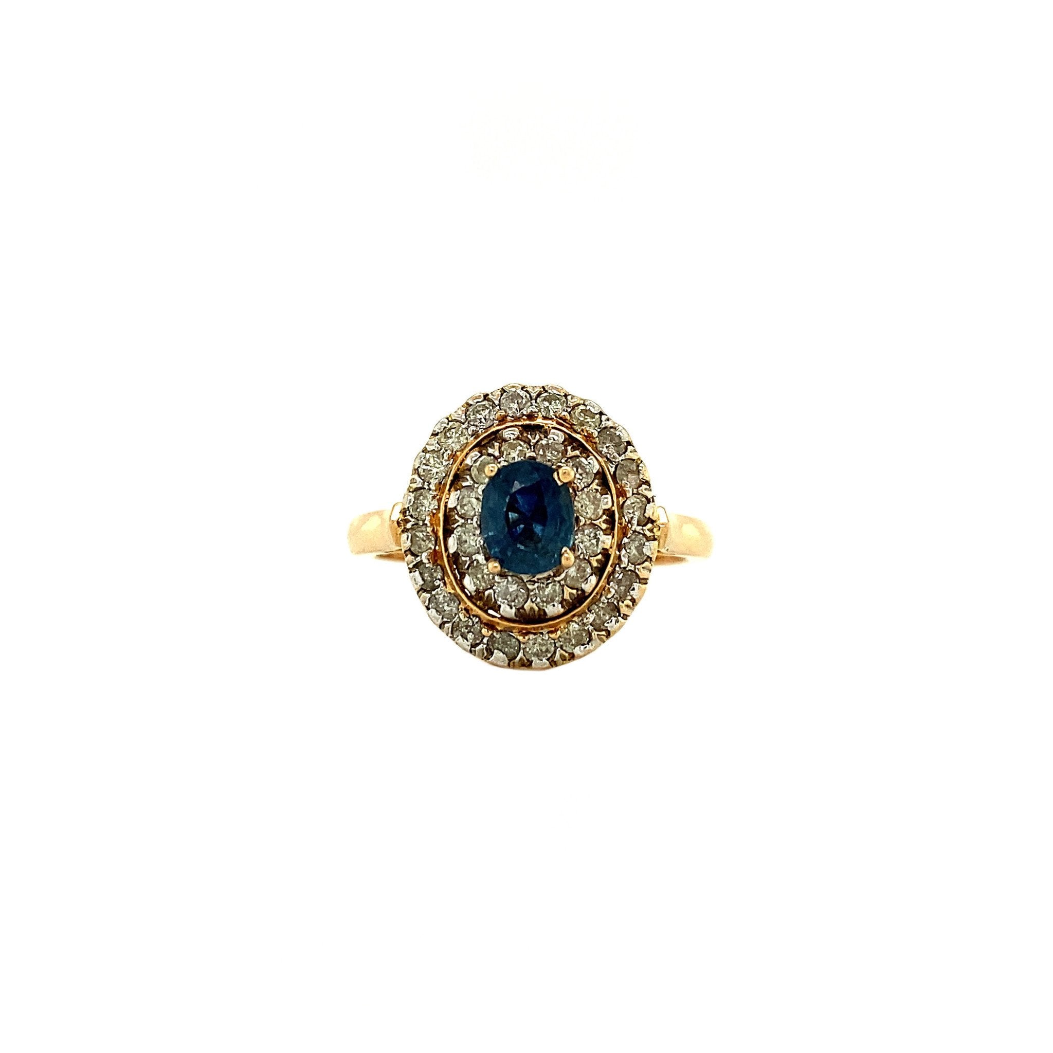 18 kt gold ring with sapphire and diamond