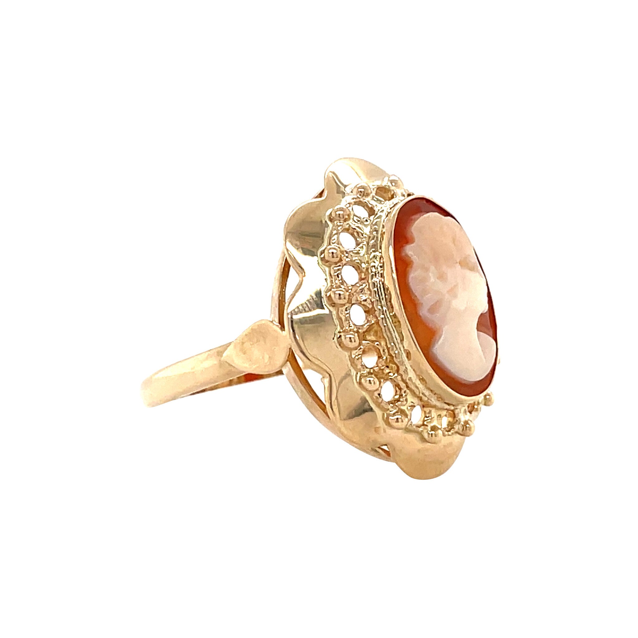 Gouden vintage ring met camee 14 kt