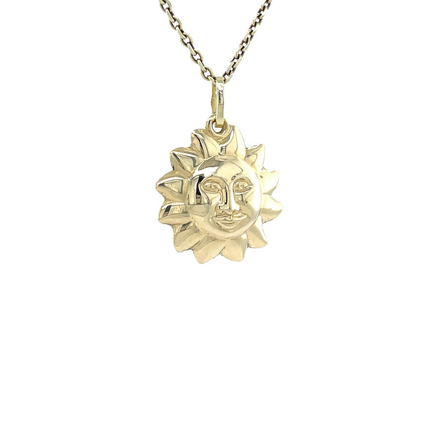 Gold vintage sun pendant 14 kt