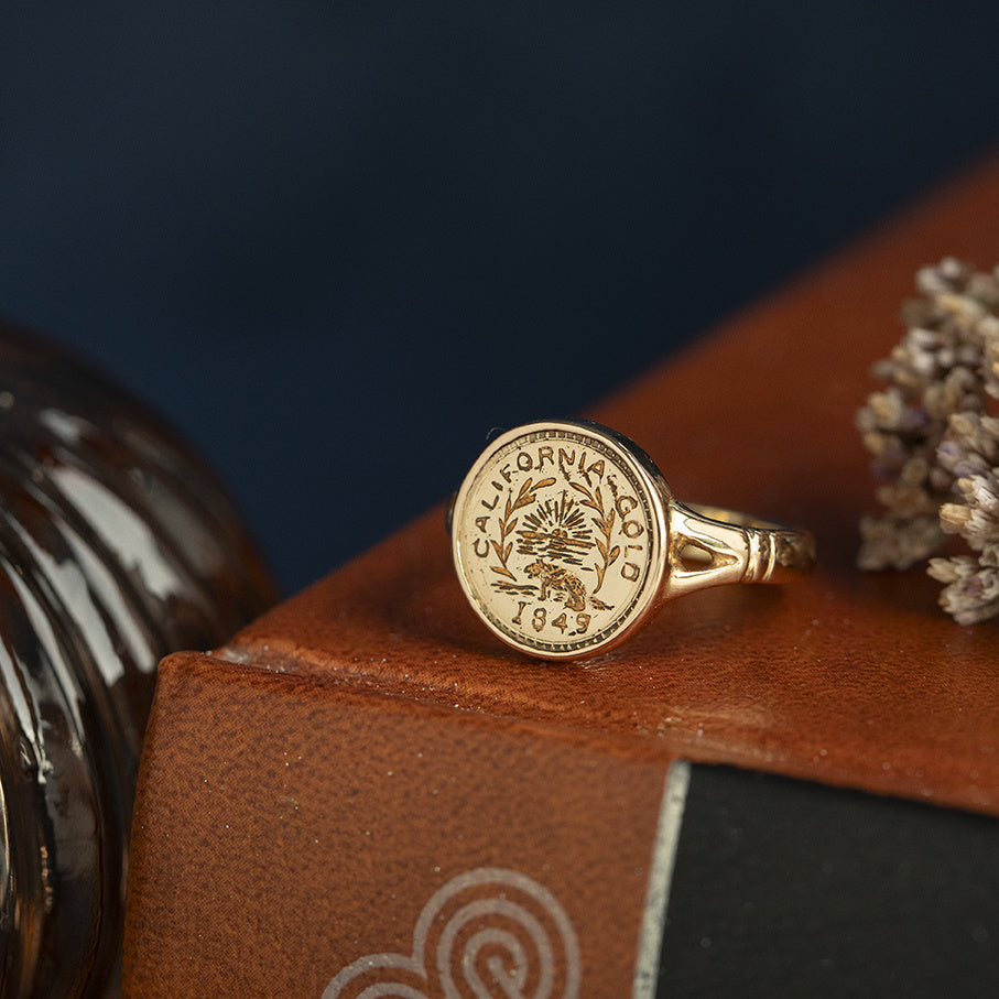Vintage gold coin ring, 14 kt