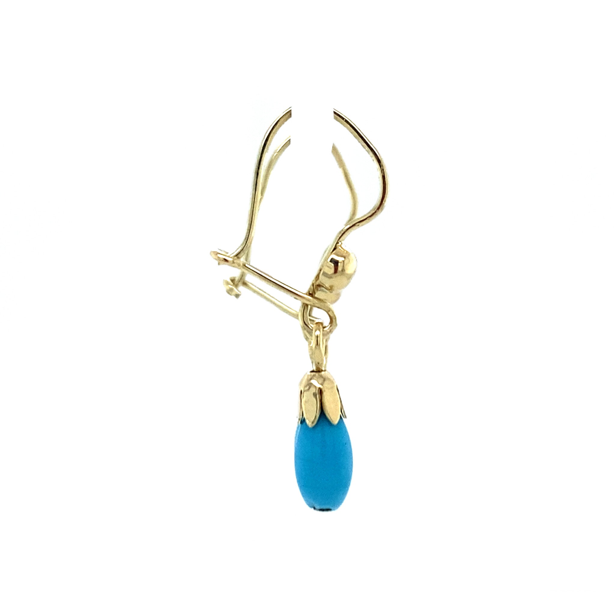 Gouden vintage oorhangers met kleursteen 14 krt
