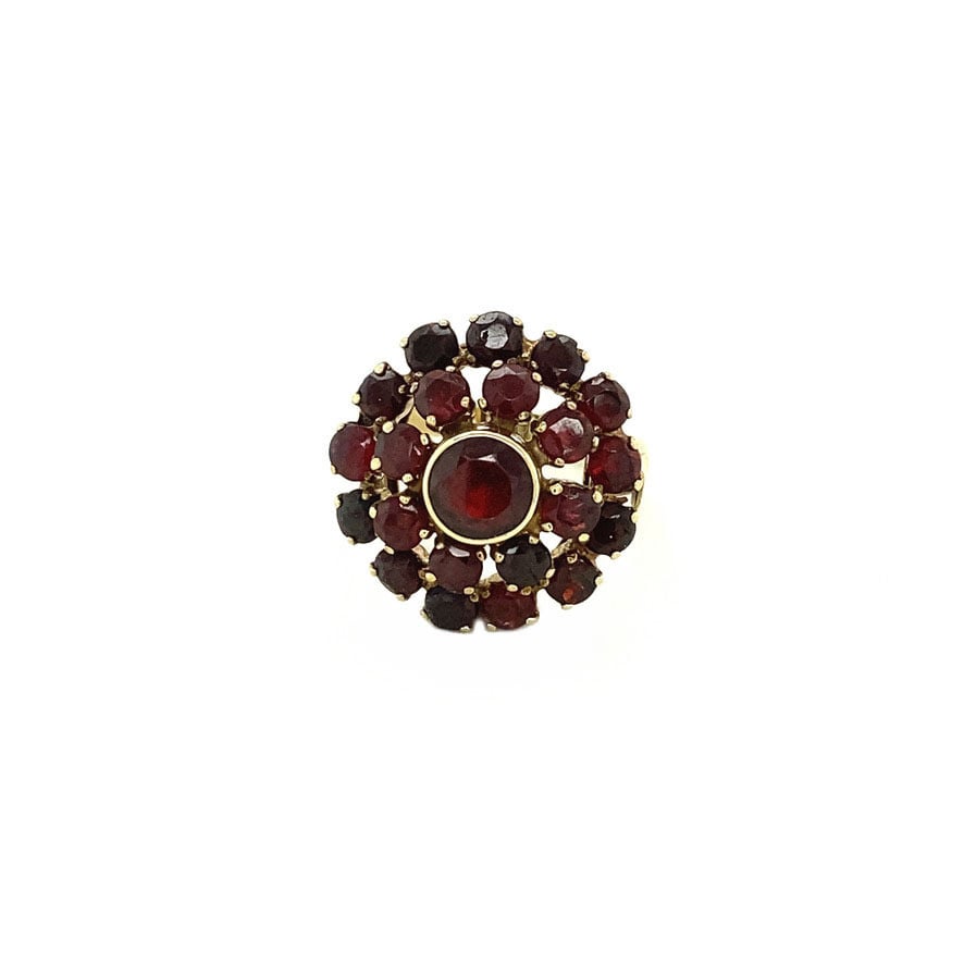 Entourage ring with garnet 9 crt