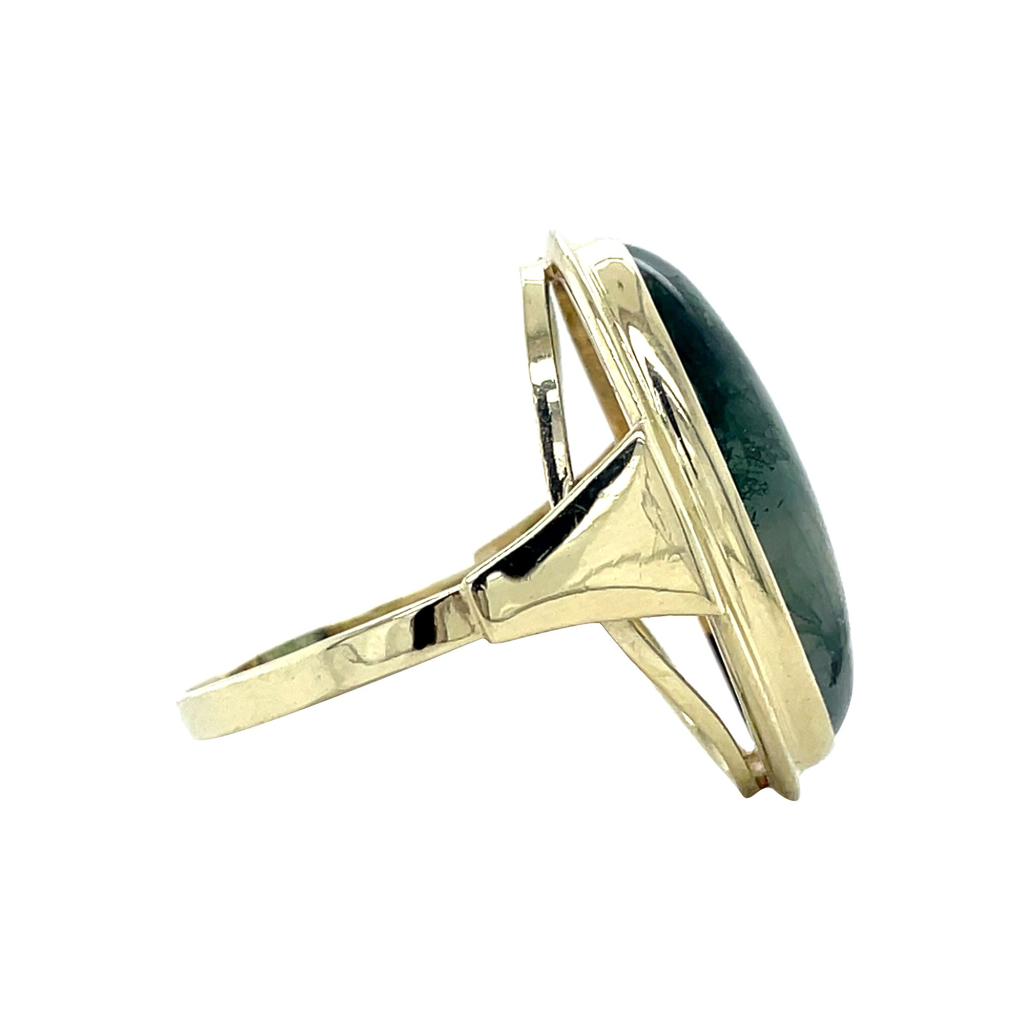 Gouden vintage ring met mosagaat 14 krt