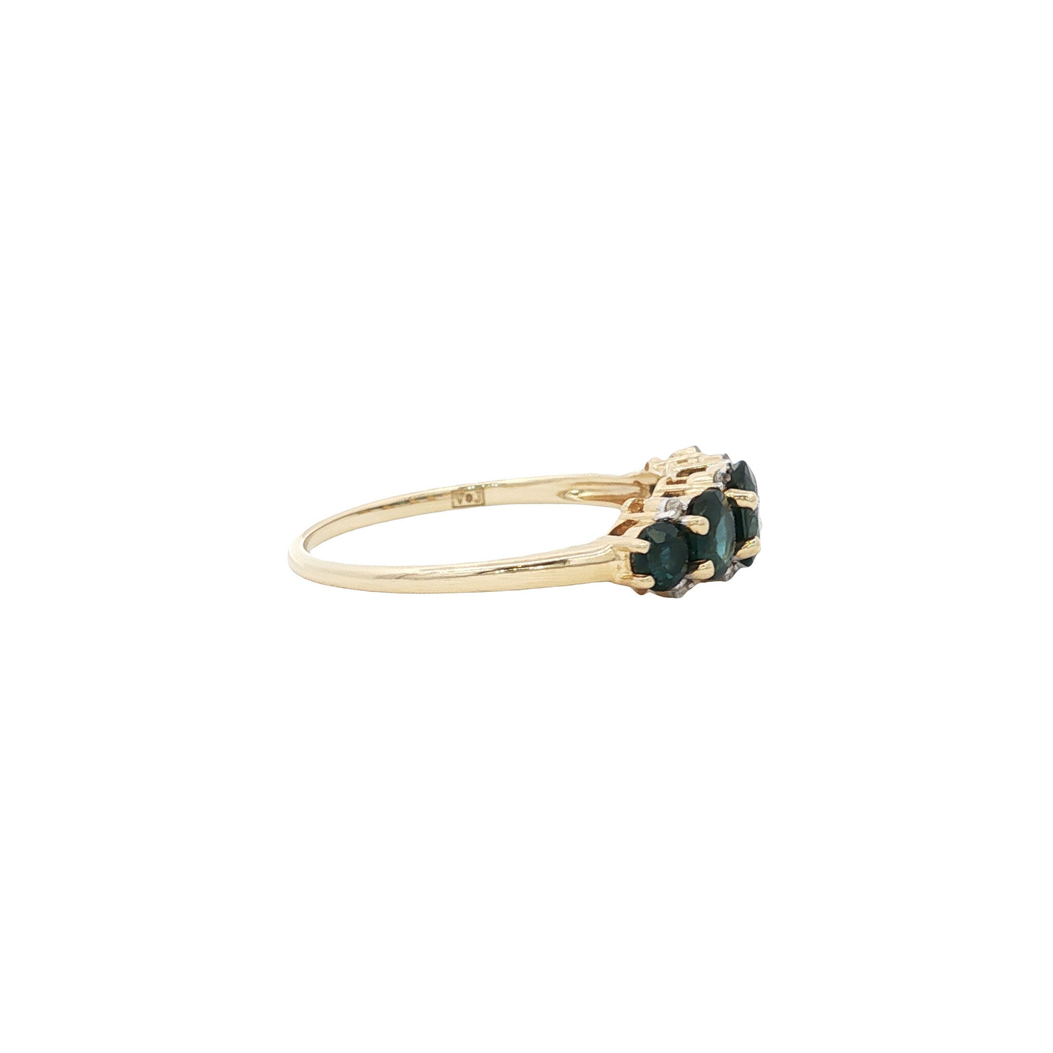 Ring met saffier en diamant 9 kt