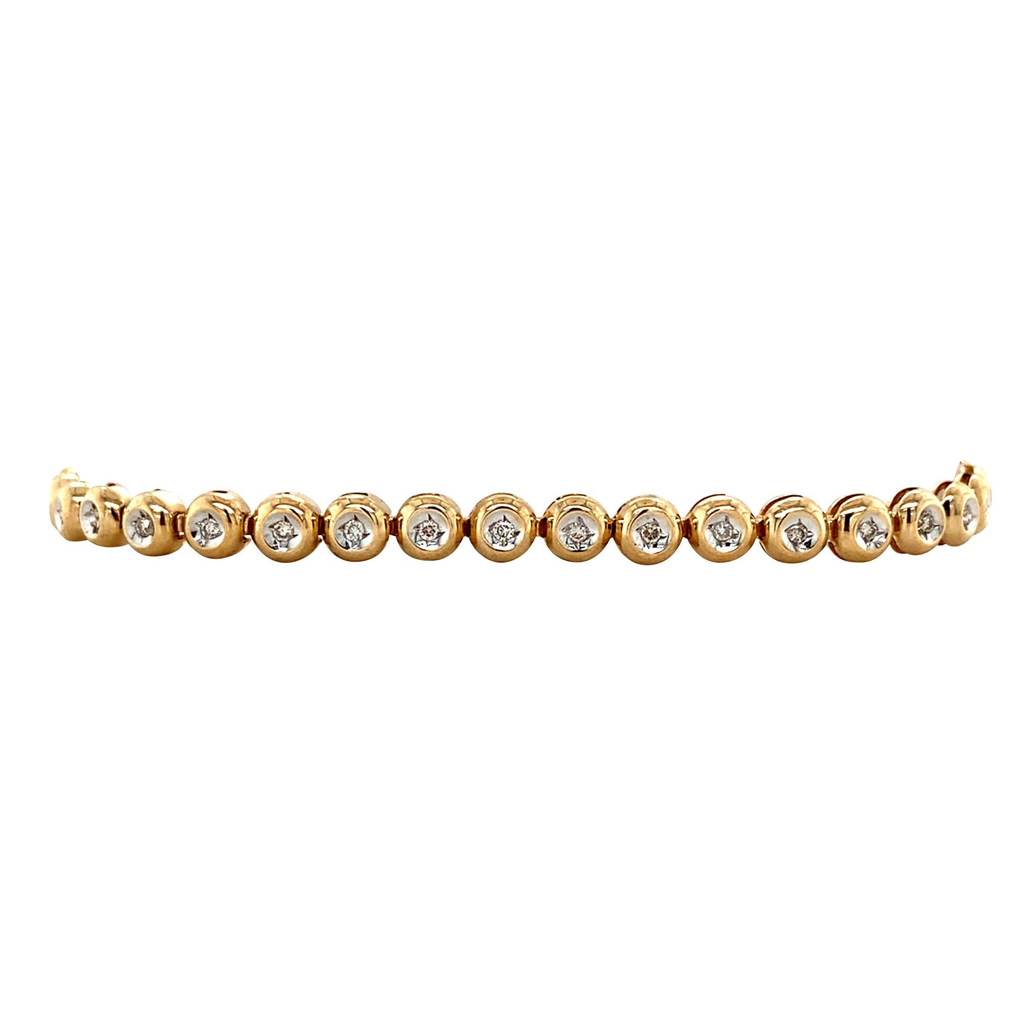 Vintage 14 kt gold tennis bracelet with diamond
