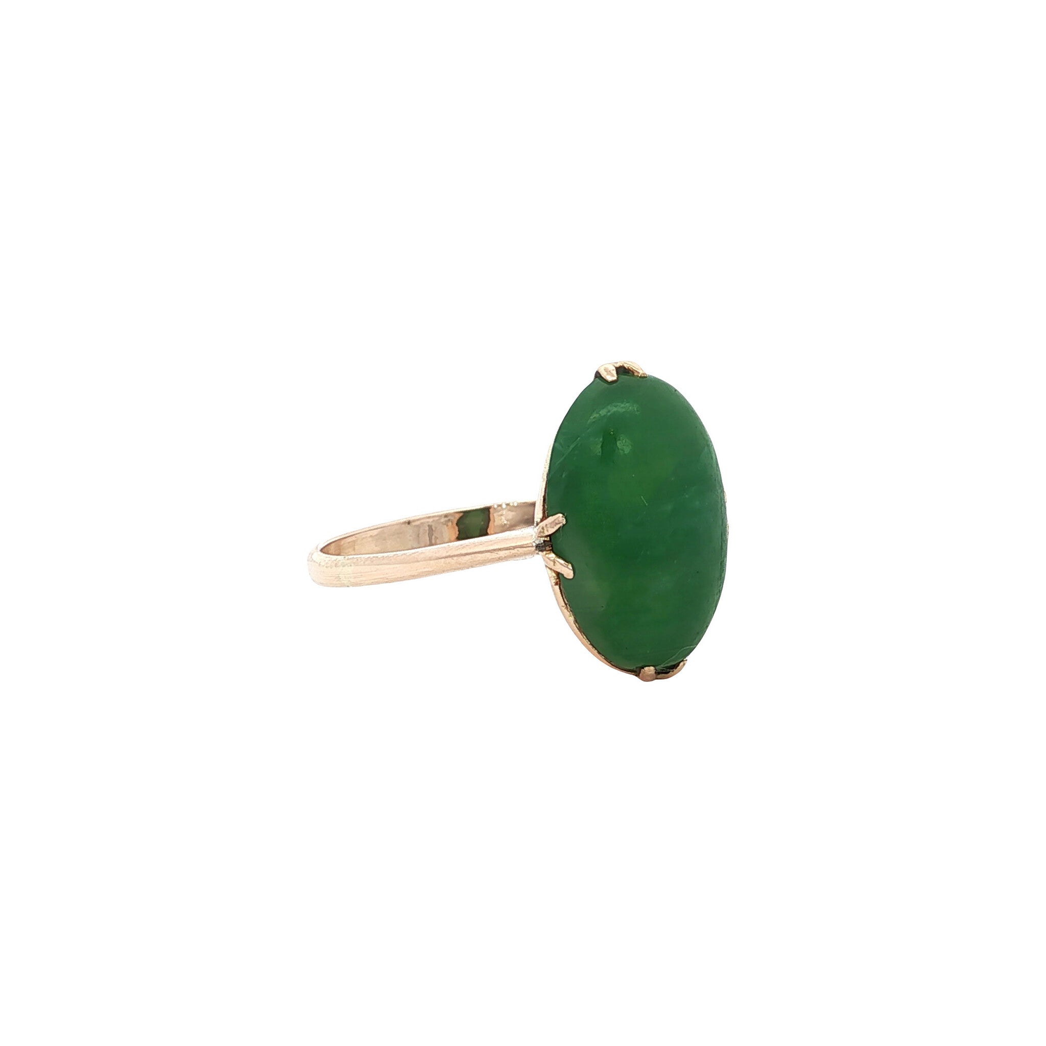 Vintage rosé ring met jade 10 kt