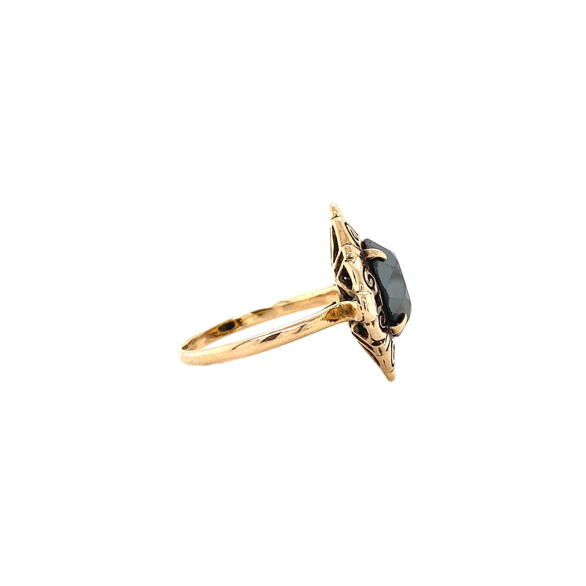 Gouden ring met hematiet 14 krt