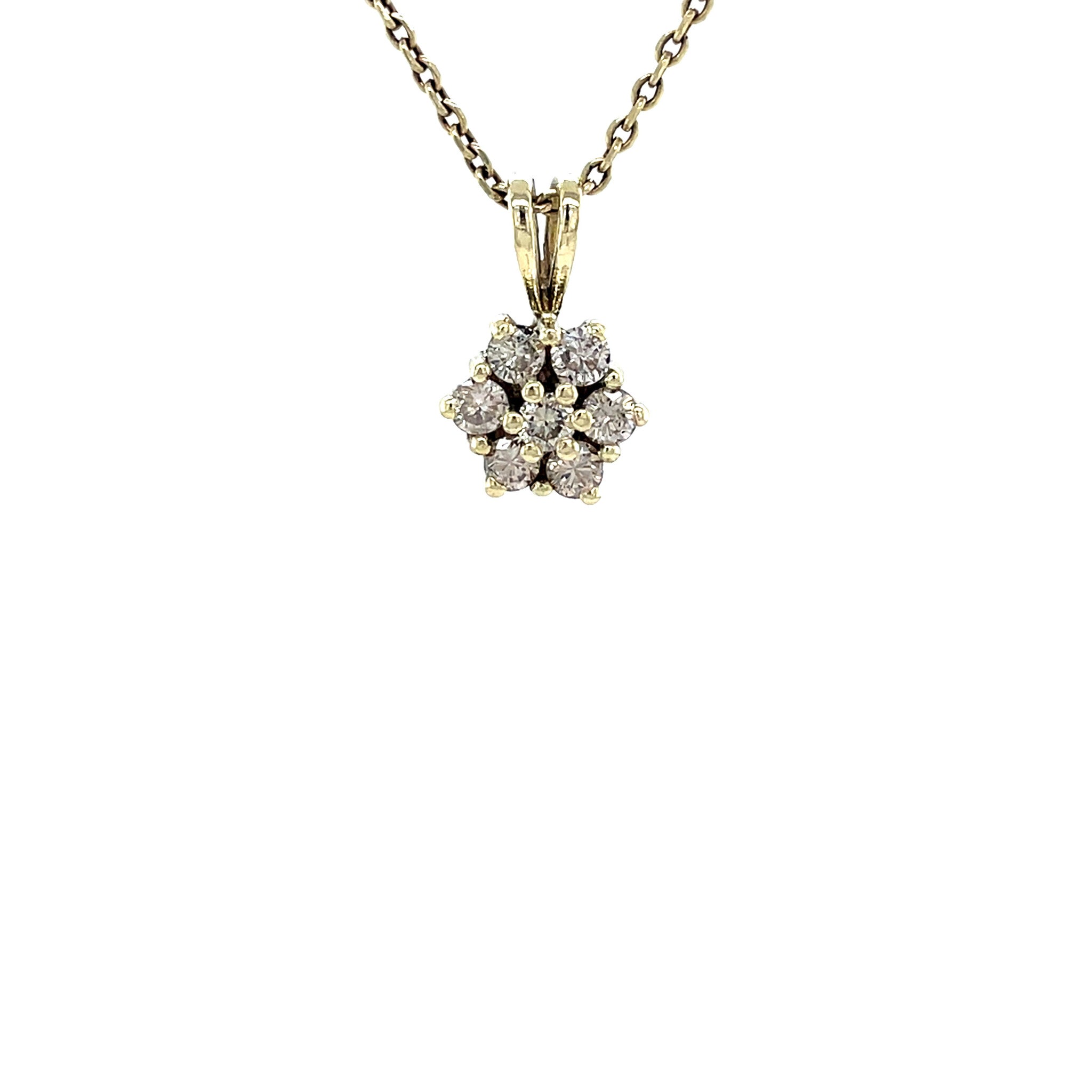 Vintage 14 kt gold halo pendant with diamond