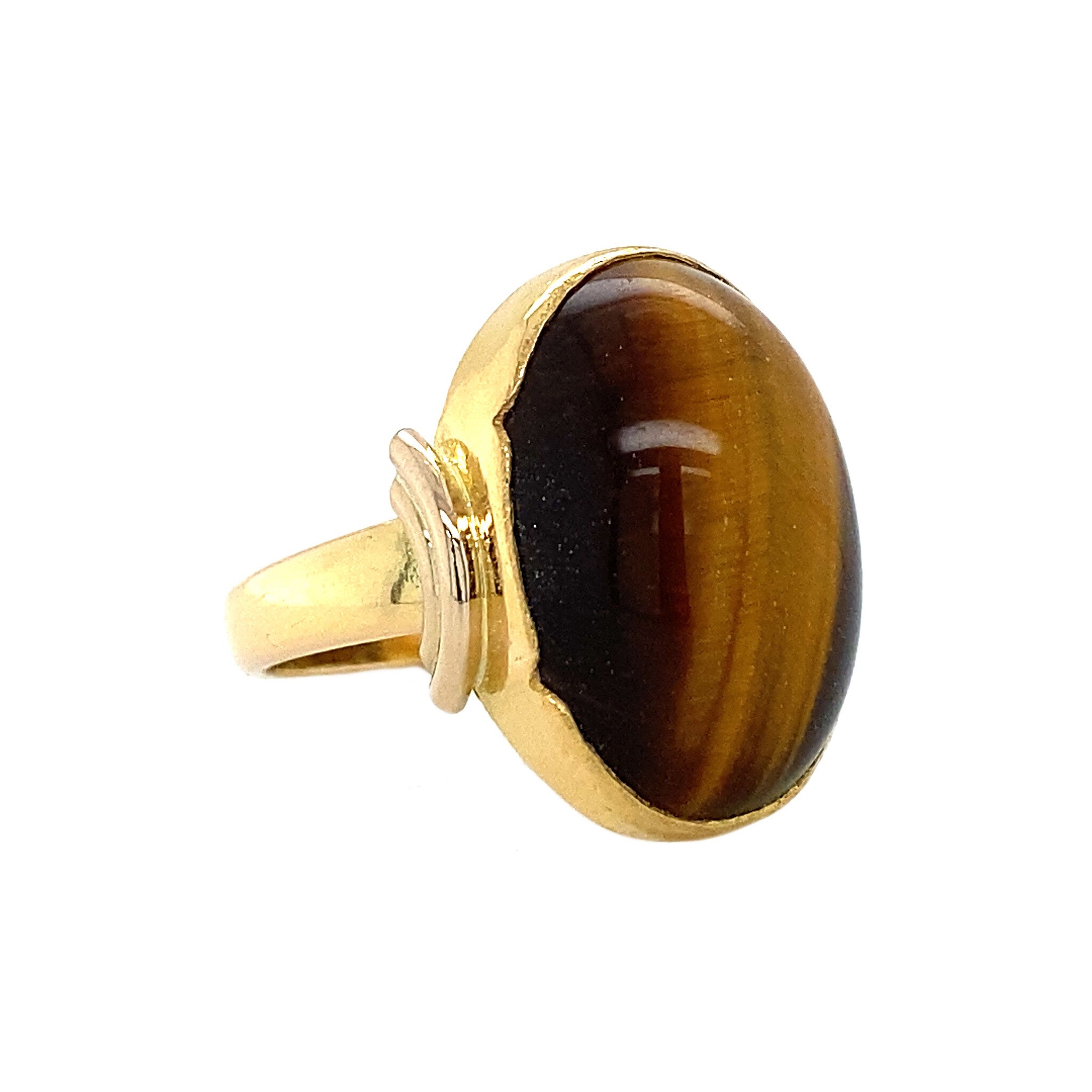 Gouden ring met tijgeroog 14 krt