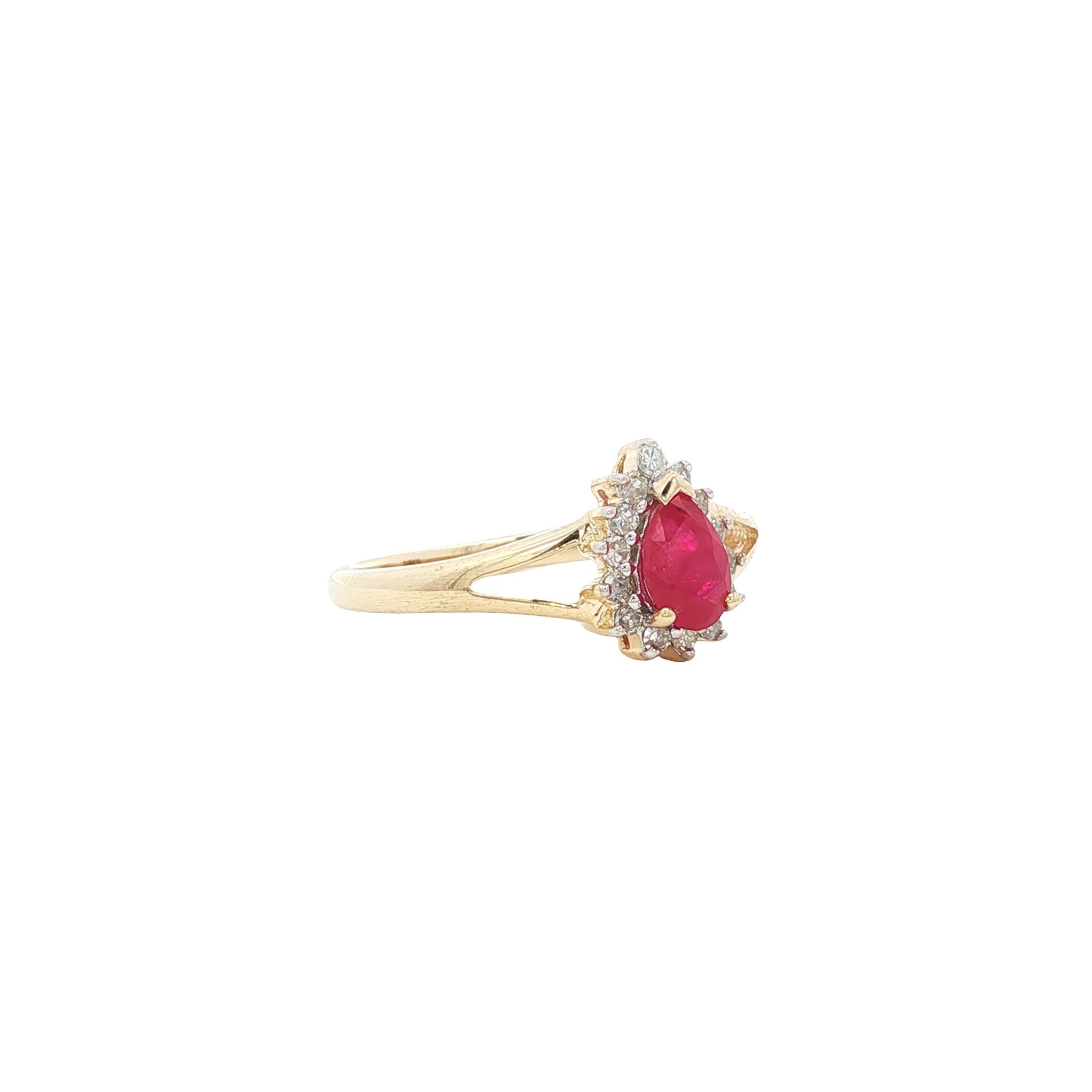 Ring met robijn en diamant 9 kt