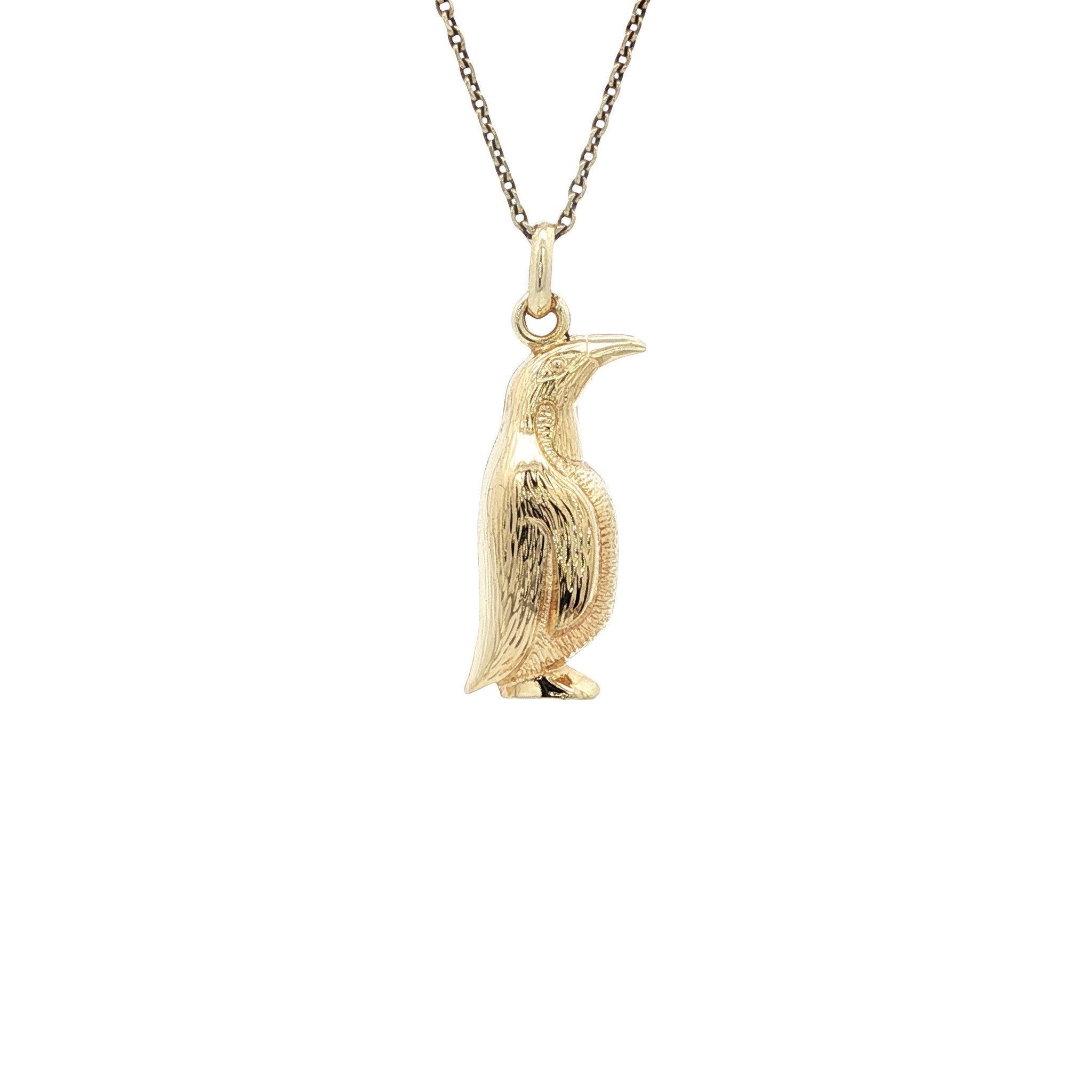 Vintage gold penguin pendant, 14 kt